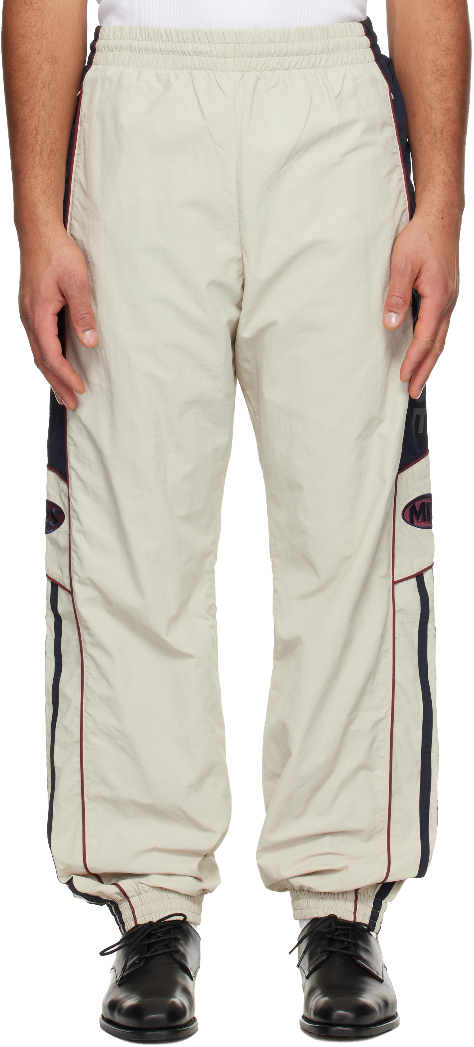 Martine Rose Beige & Navy Hockey Track Pants In White