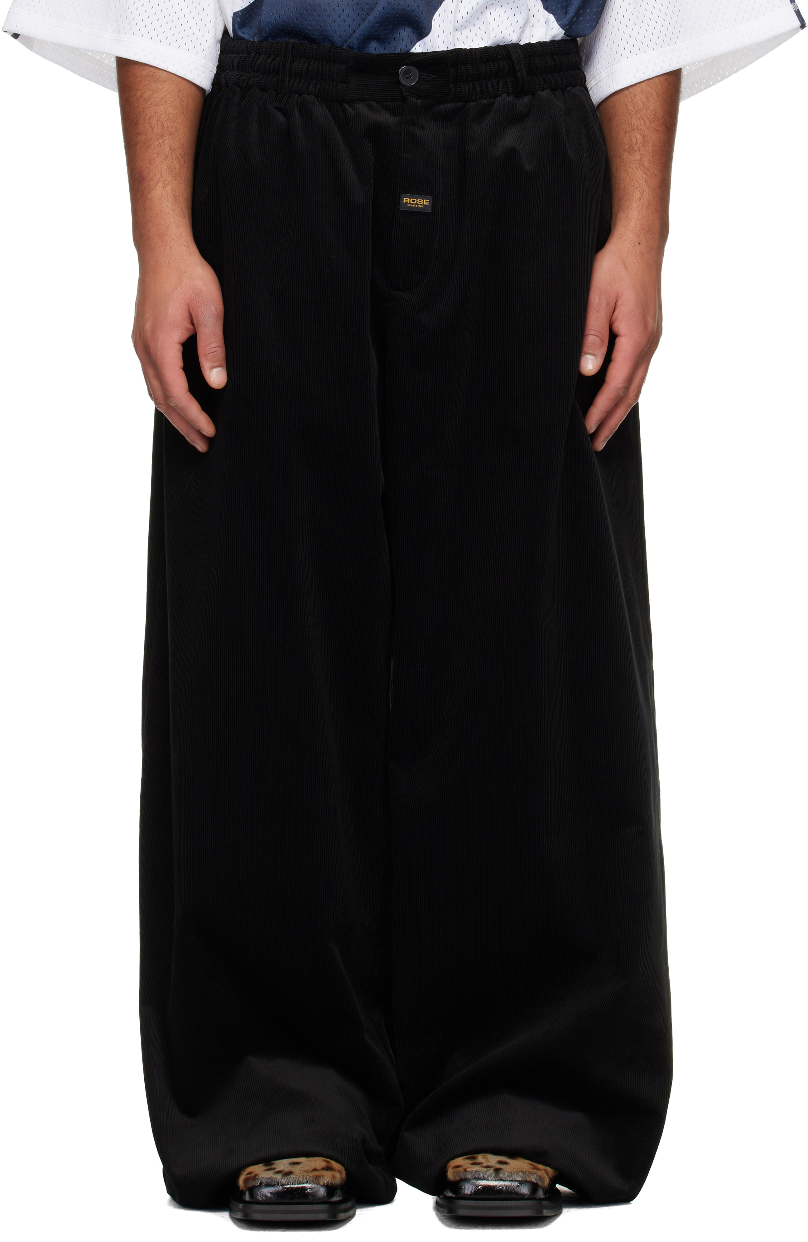 Martine Rose: Black Extreme Wide Leg Tailored Trousers | SSENSE