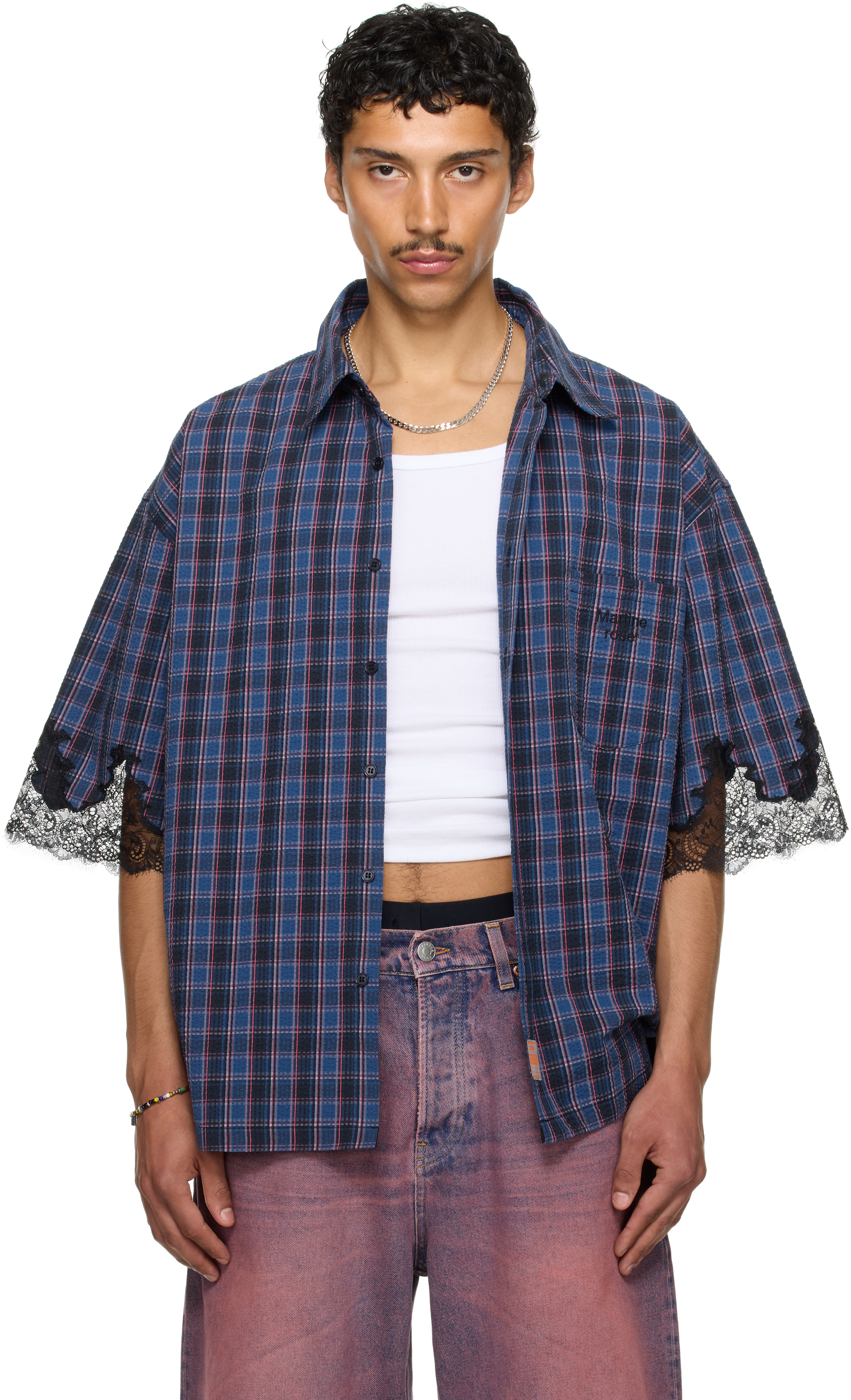 SSENSE Exclusive Navy Lace Shirt