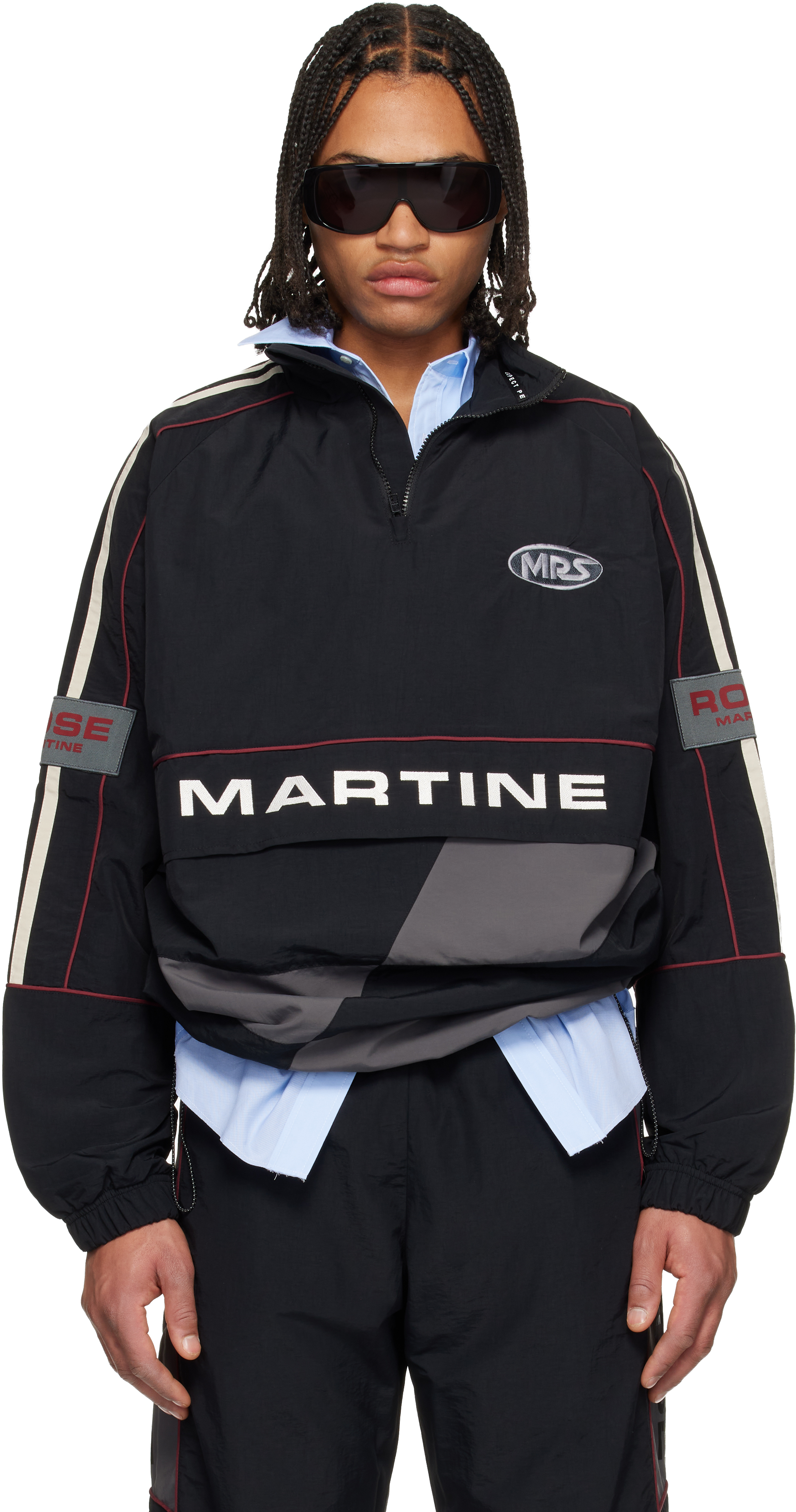 Black & Gray Hockey Track Jacket by Martine Rose on Sale
