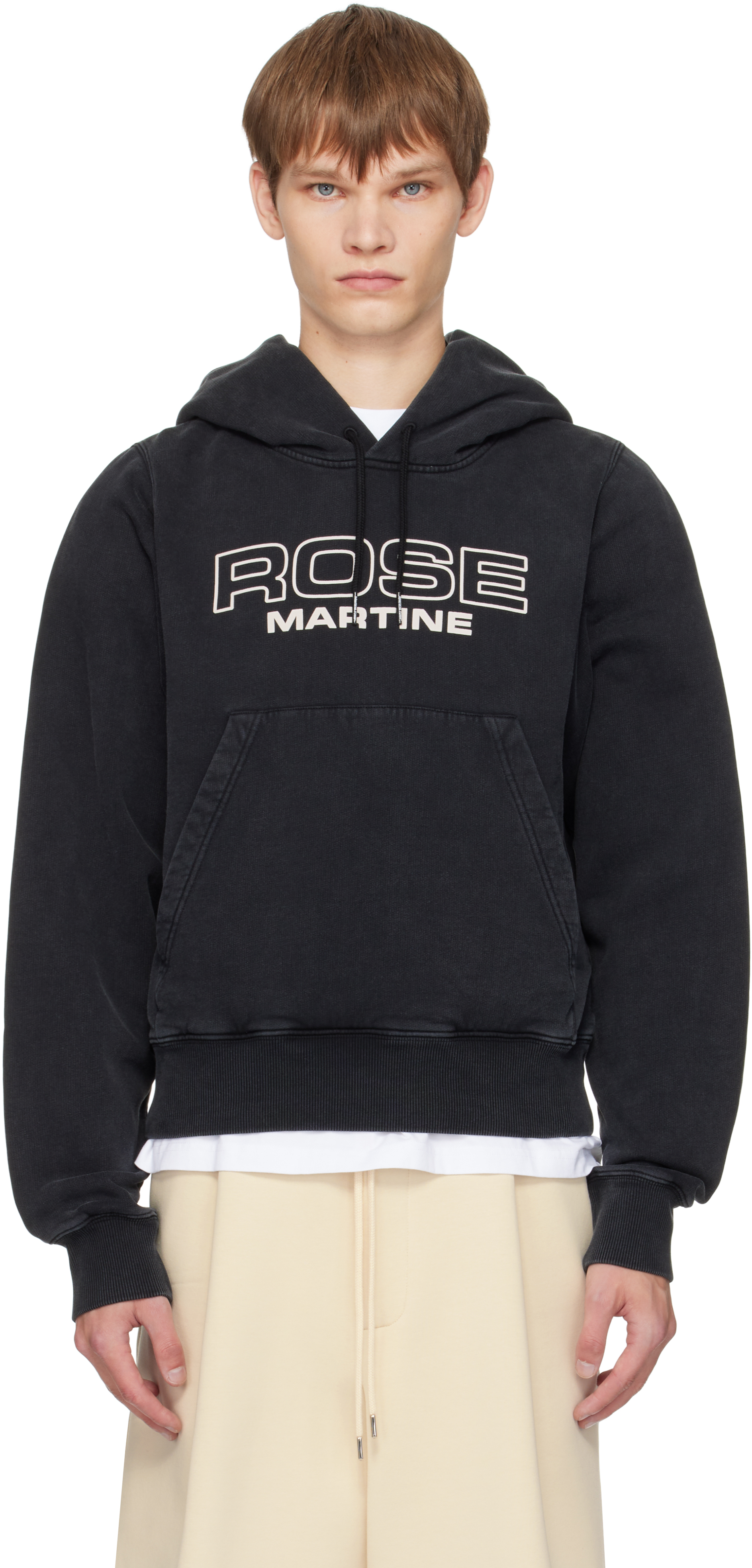 Black Shrunken Hoodie by Martine Rose on Sale