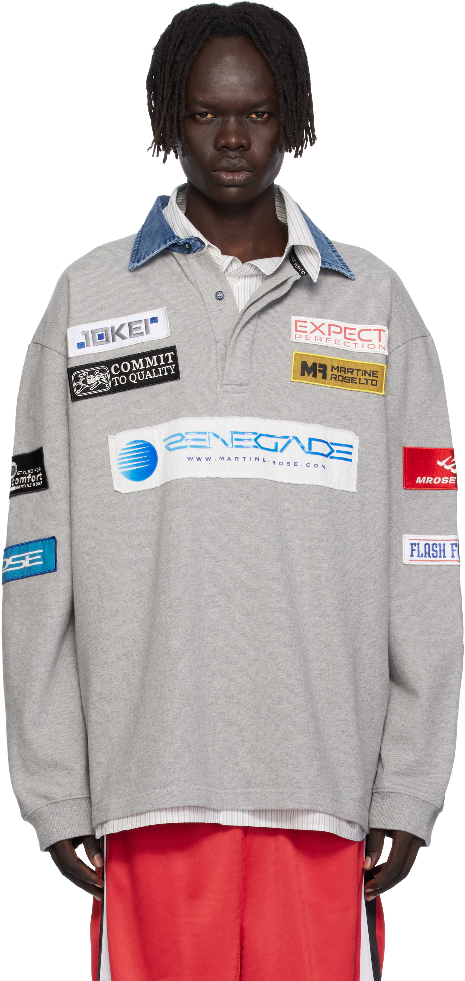 Martine Rose: Gray Rugby Polo | SSENSE