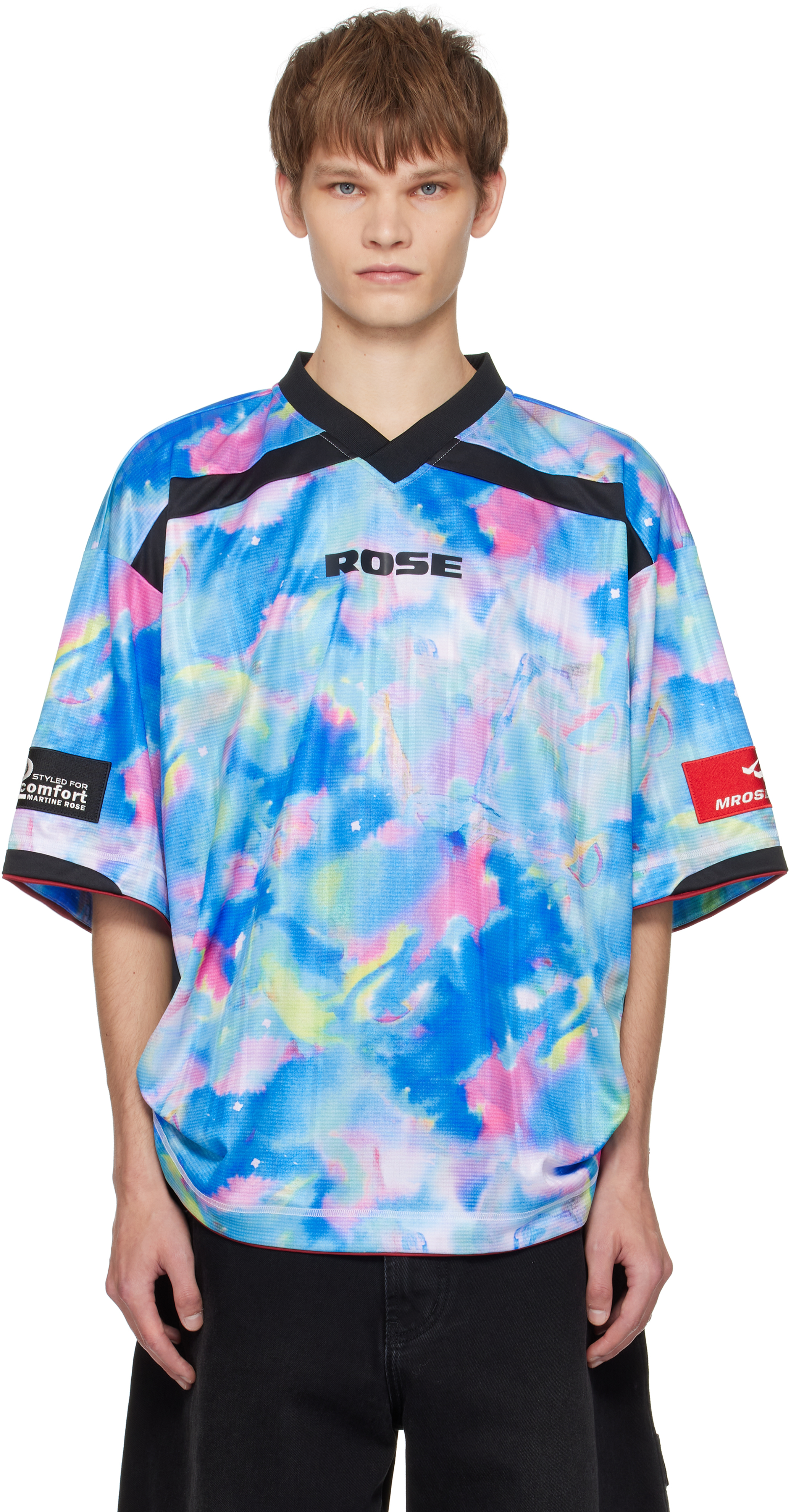 MARTINE ROSE 24SS Tシャツ ブルー S LINING SHIRT｜MARTINE