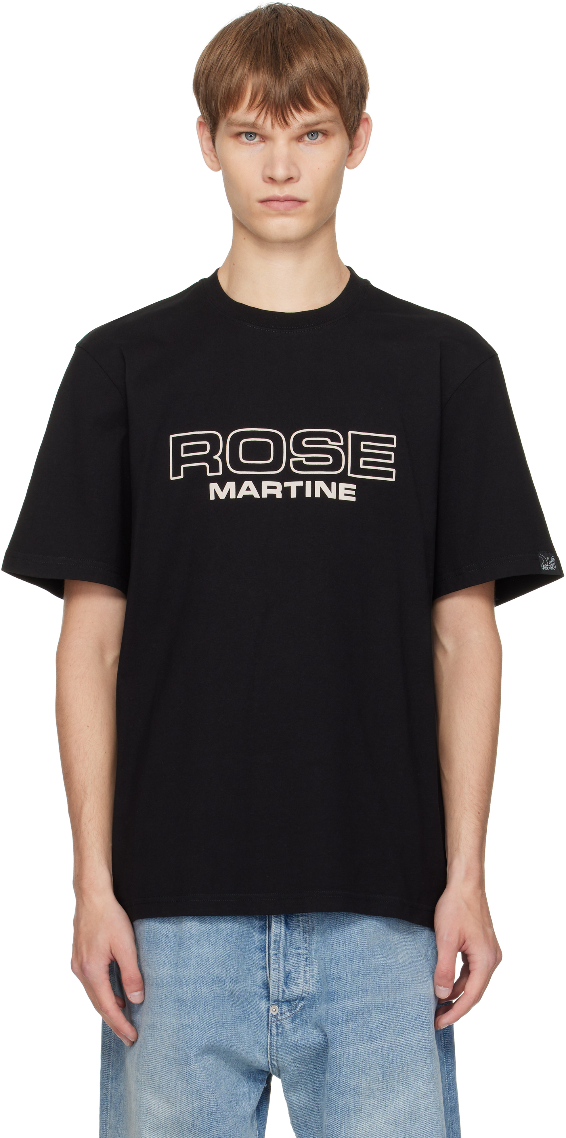 Martine Rose Black Short-sleeve T-shirt With Bold Front Print In Black