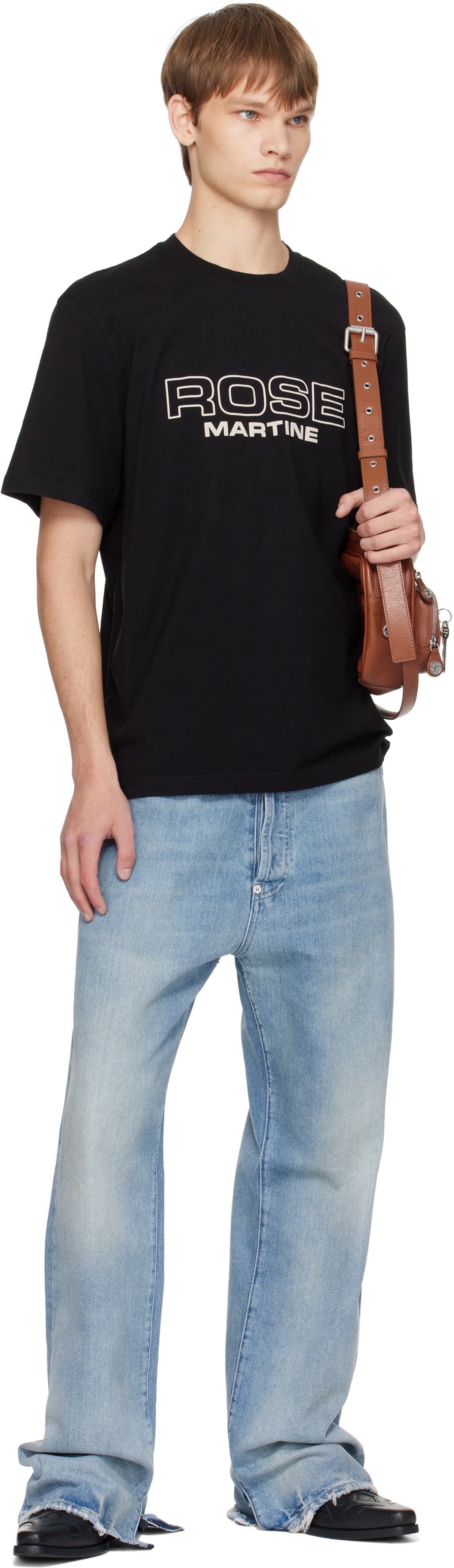 Martine Rose Black Short-sleeve T-shirt With Bold Front Print In Black