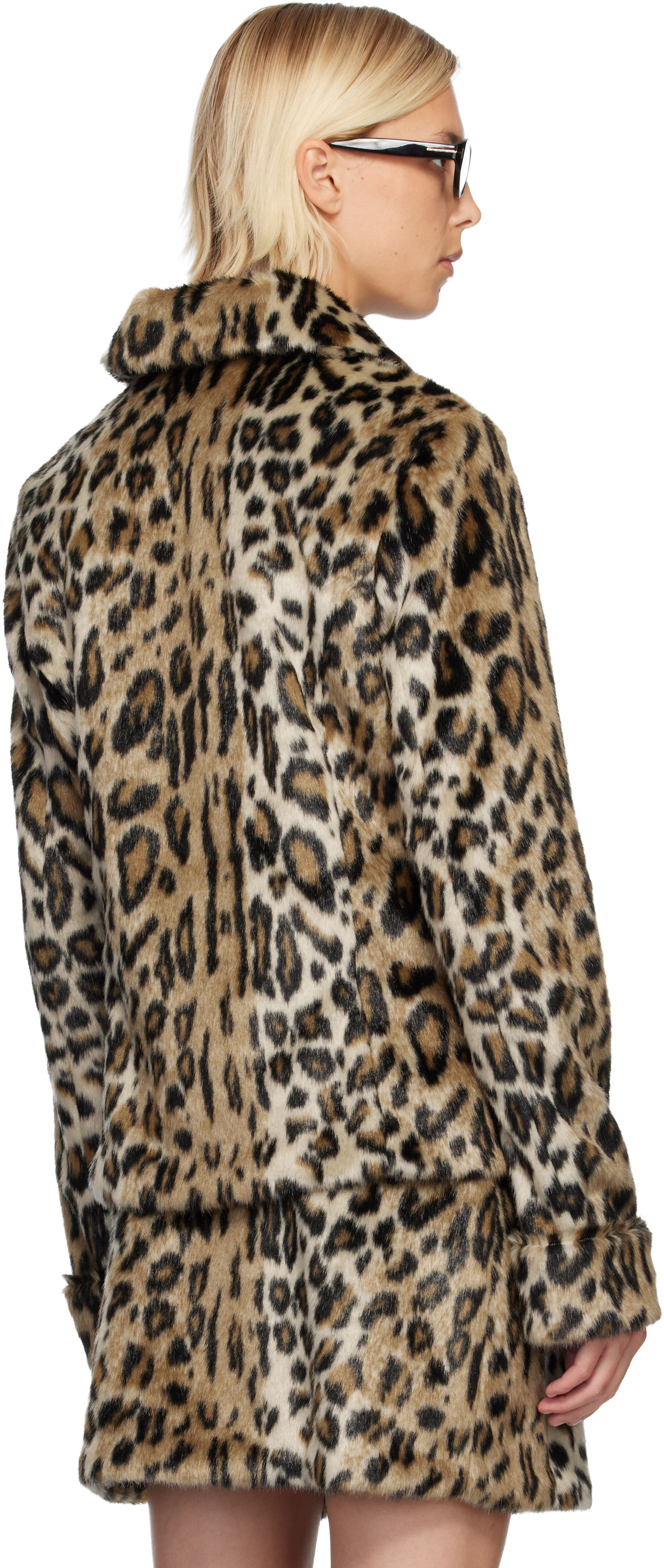 Anna Sui Beige & Black Leopard Faux-fur Jacket In Animal Print