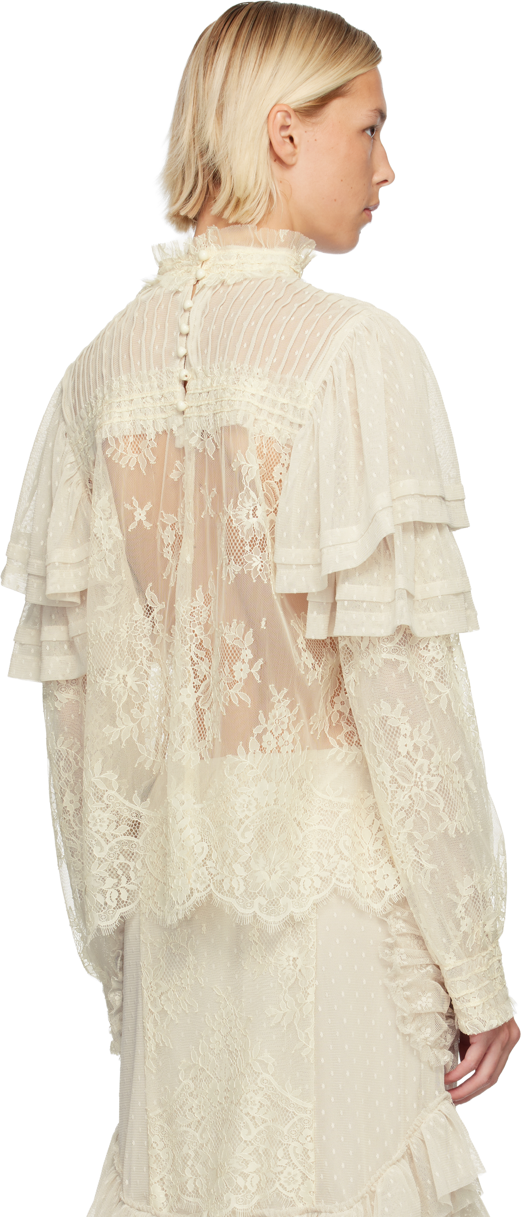Anna Sui Off-white Victorian Lace Blouse In White