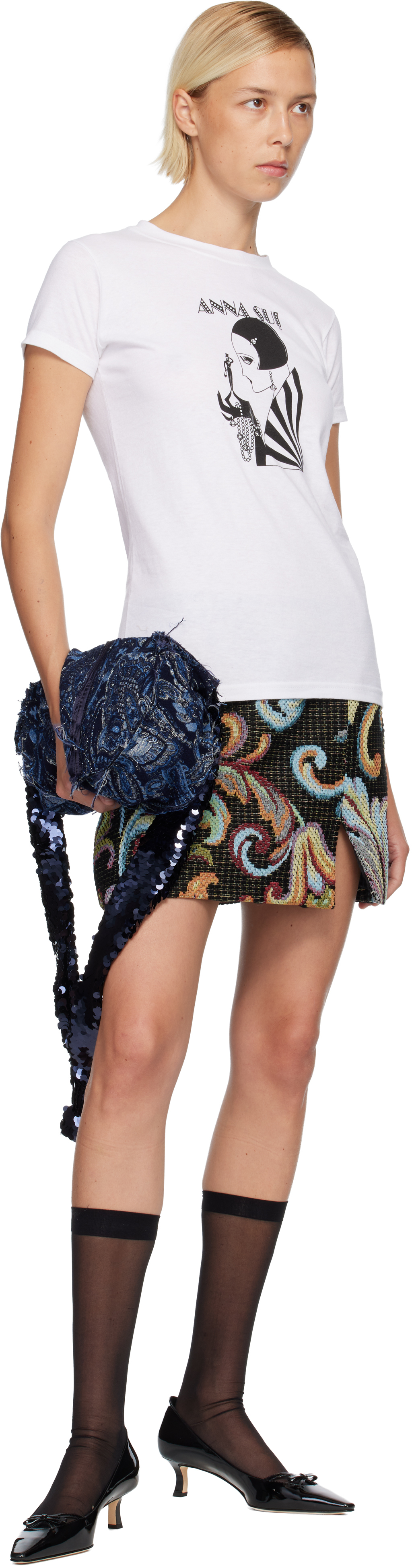 Anna Sui White Mad Cap Heiress Baby T-shirt In White