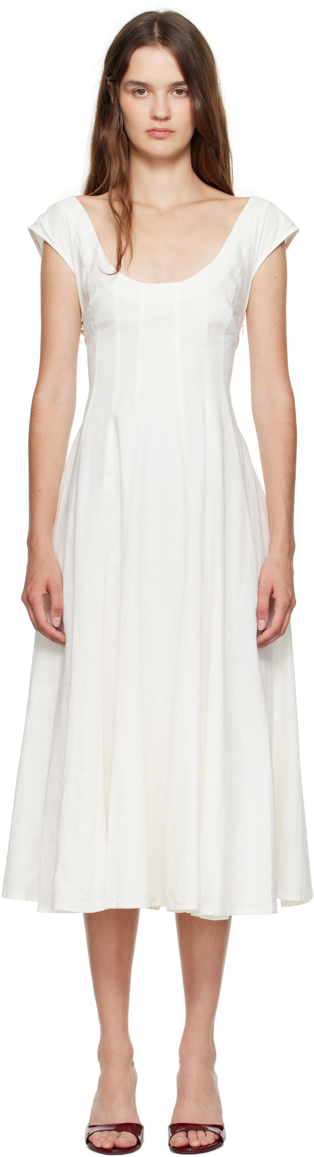 White Leila Midi Dress by GUIZIO on Sale