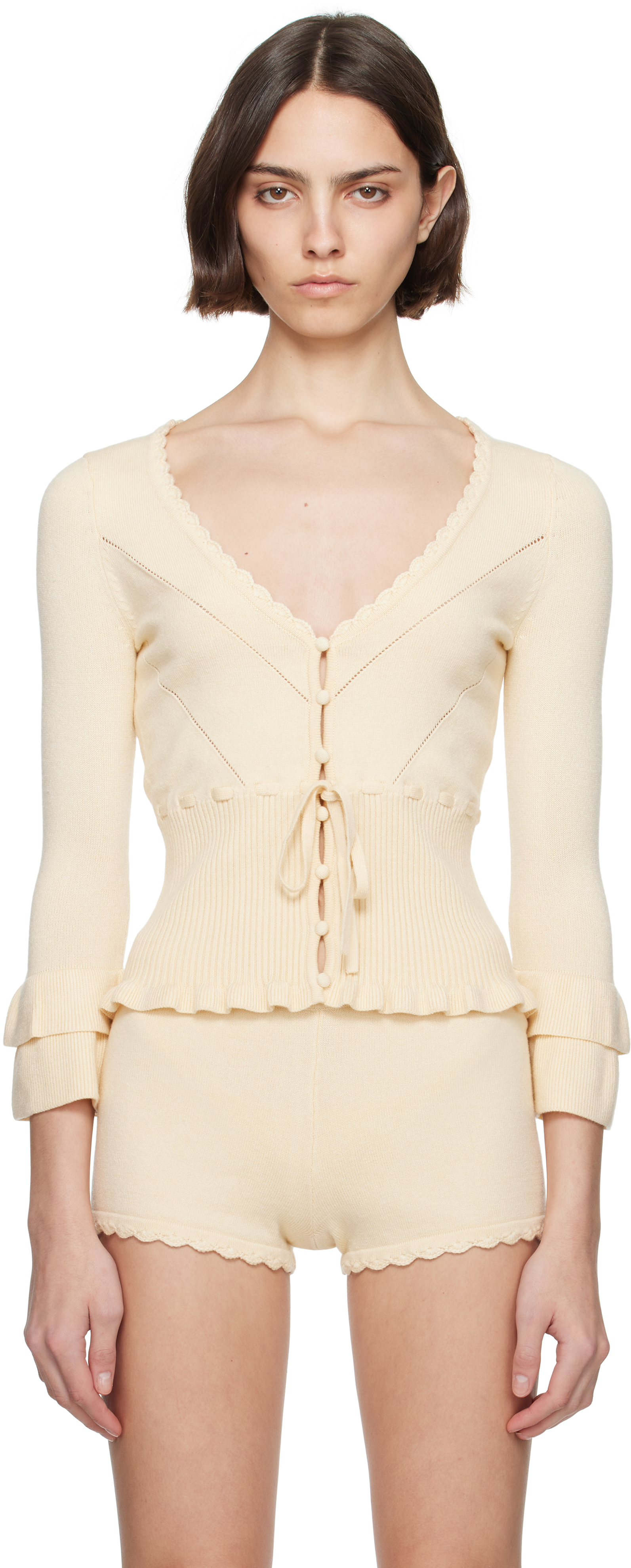 Danielle Guizio　mohaih ribbed ccrdigan Danielle Guizio Mohair Ribbed Cardigan - Lavender | Garmentory