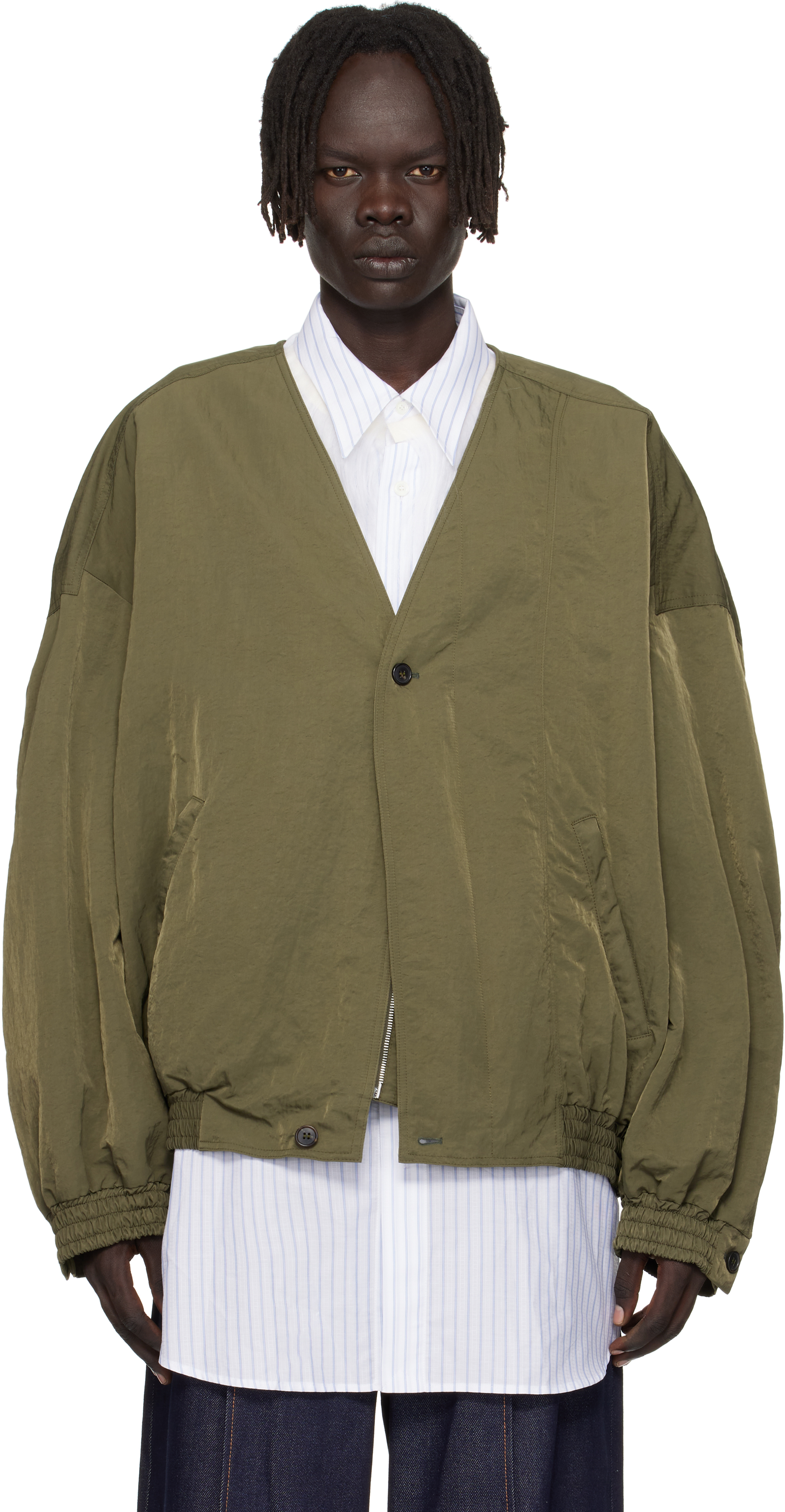 Hed Mayner Green Bomber Jacket In Green