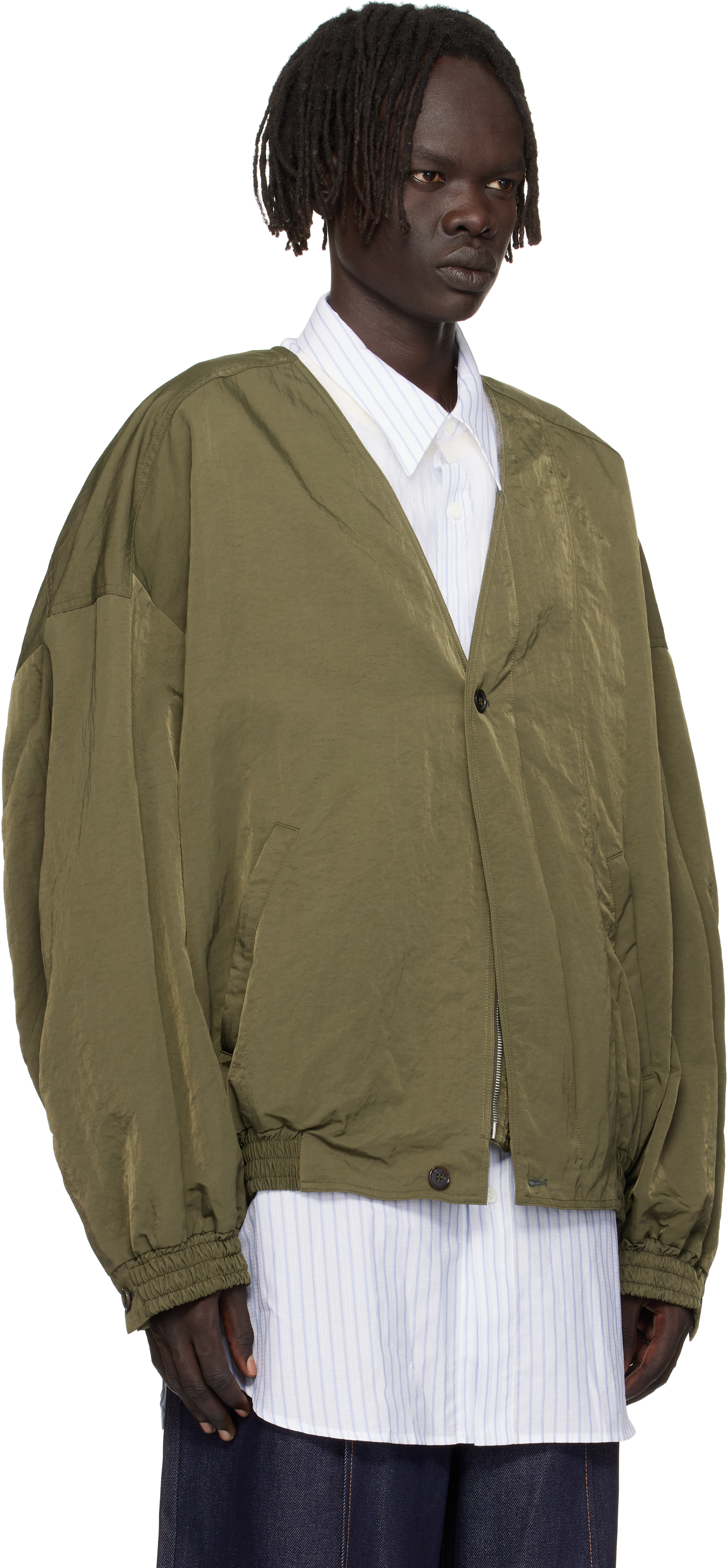 Hed Mayner Green Bomber Jacket In Green