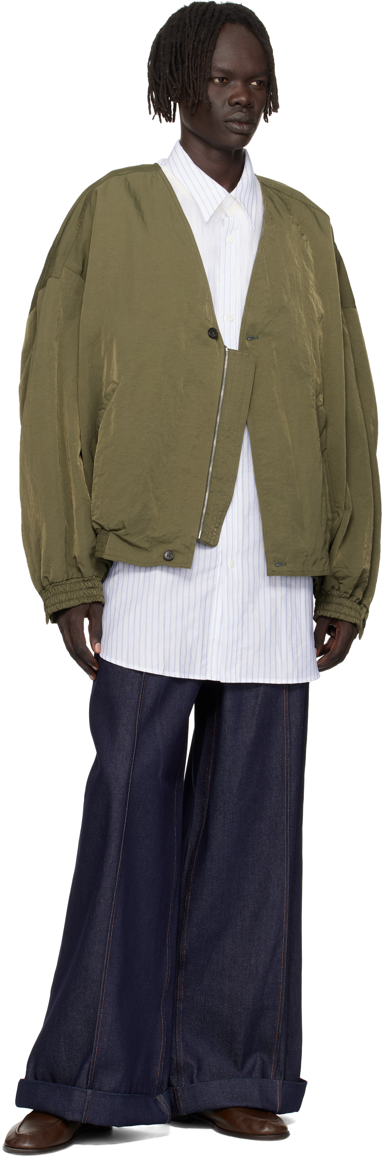Hed Mayner Green Bomber Jacket In Green