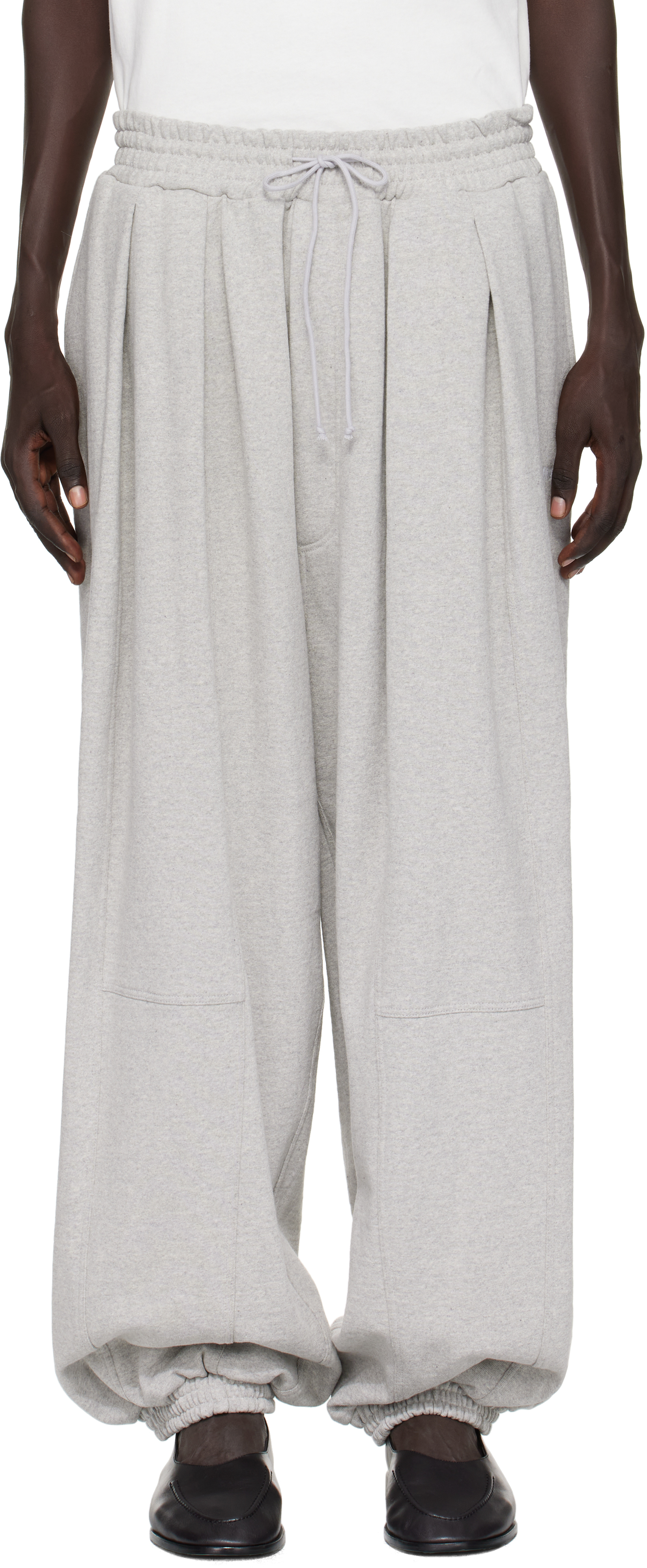 Hed Mayner: Gray Embroidered Sweatpants | SSENSE