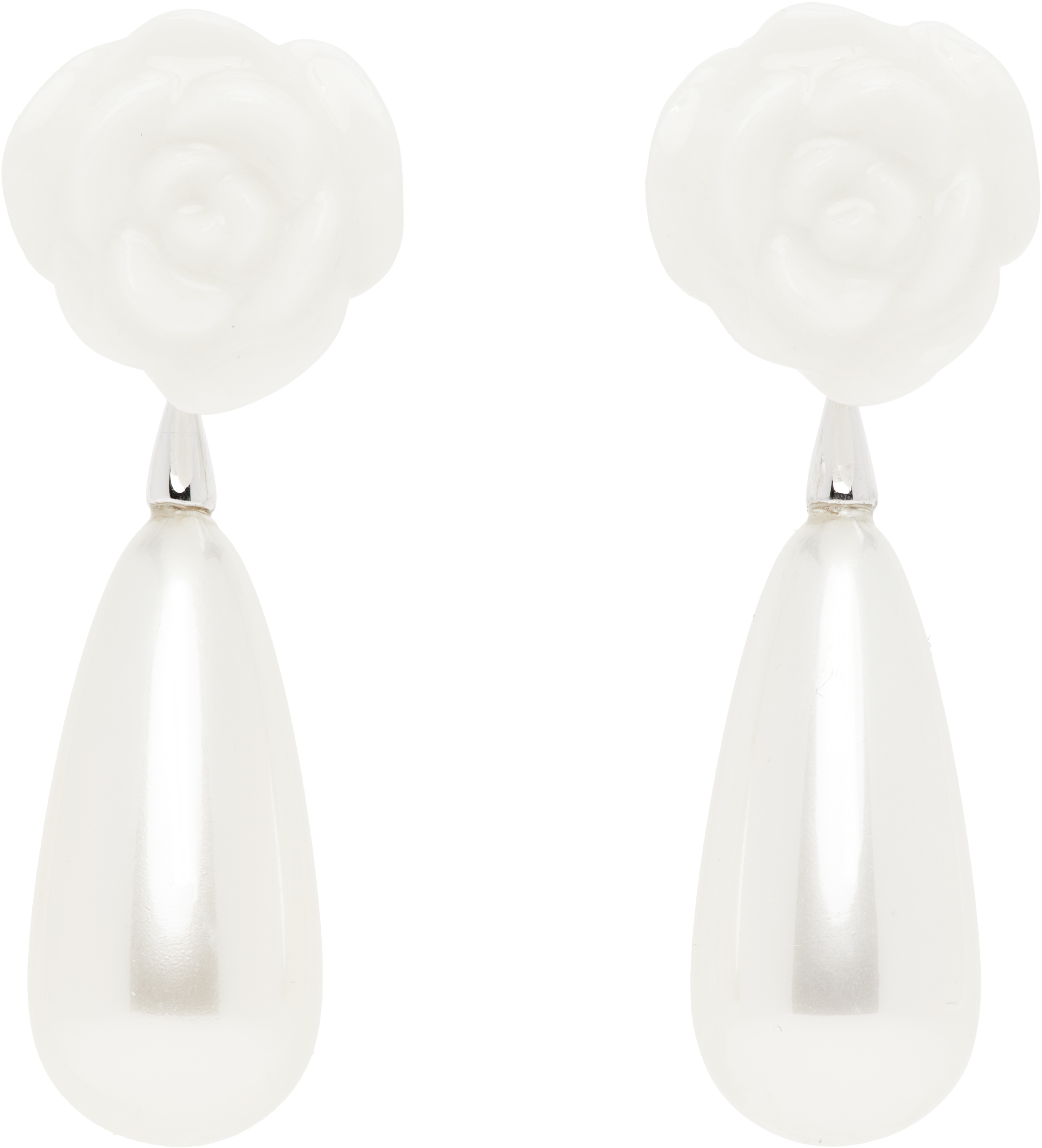 YVMIN X SHUSHUTONG / Inverted Gemstone Leaf Metal Rose Earring