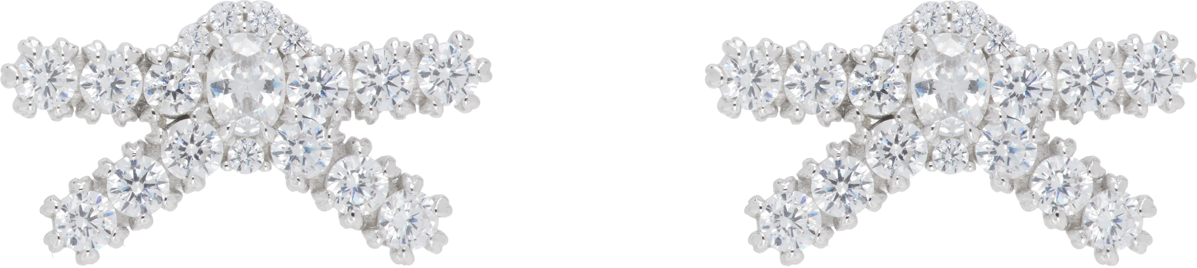 Shushu-tong Yvmin Edition Gem Bowknot Small Earrings In Silver