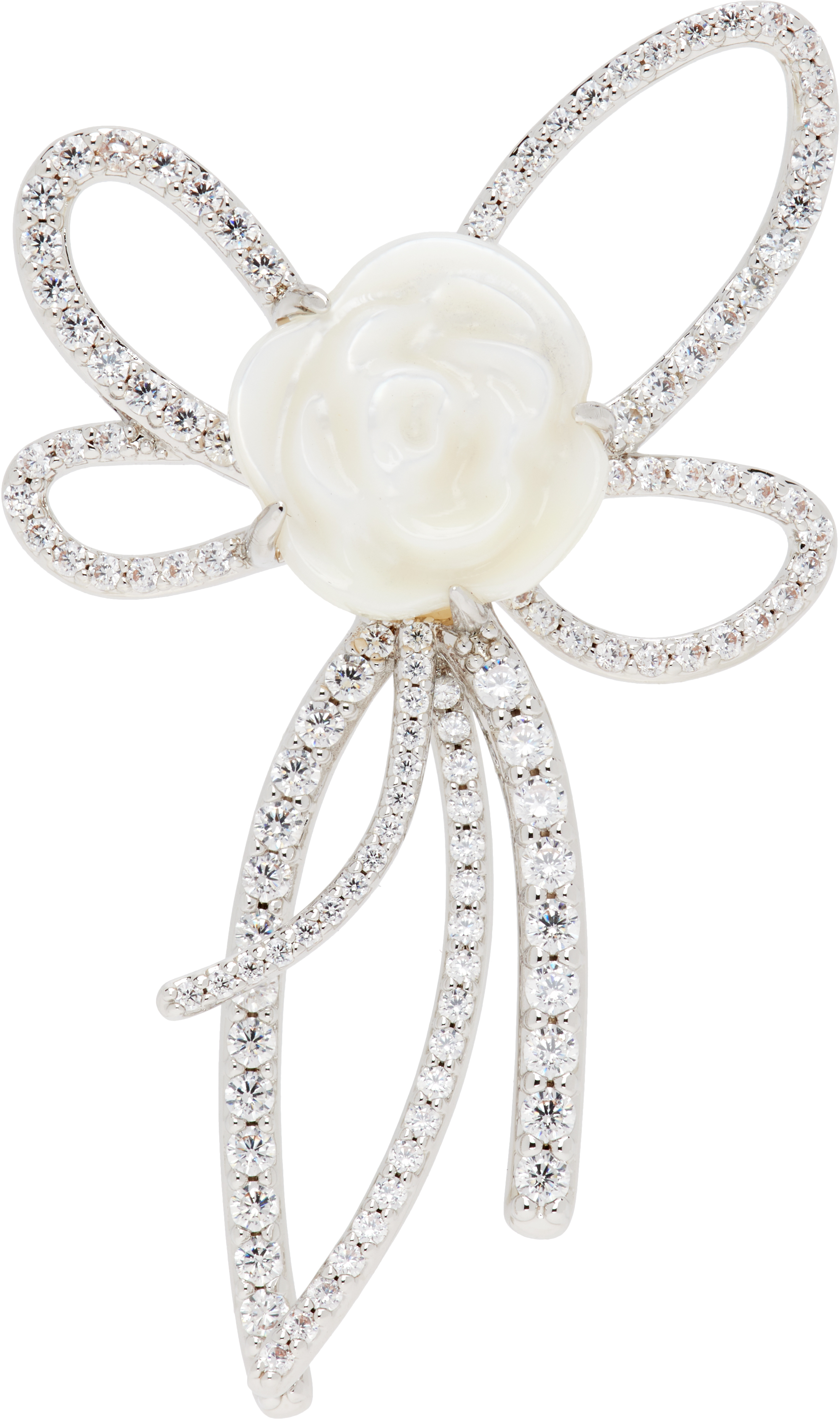 shushutong ピアス Shushu/TongのYVMINエディション Faux-Pearl Chain Bow Rose シングル