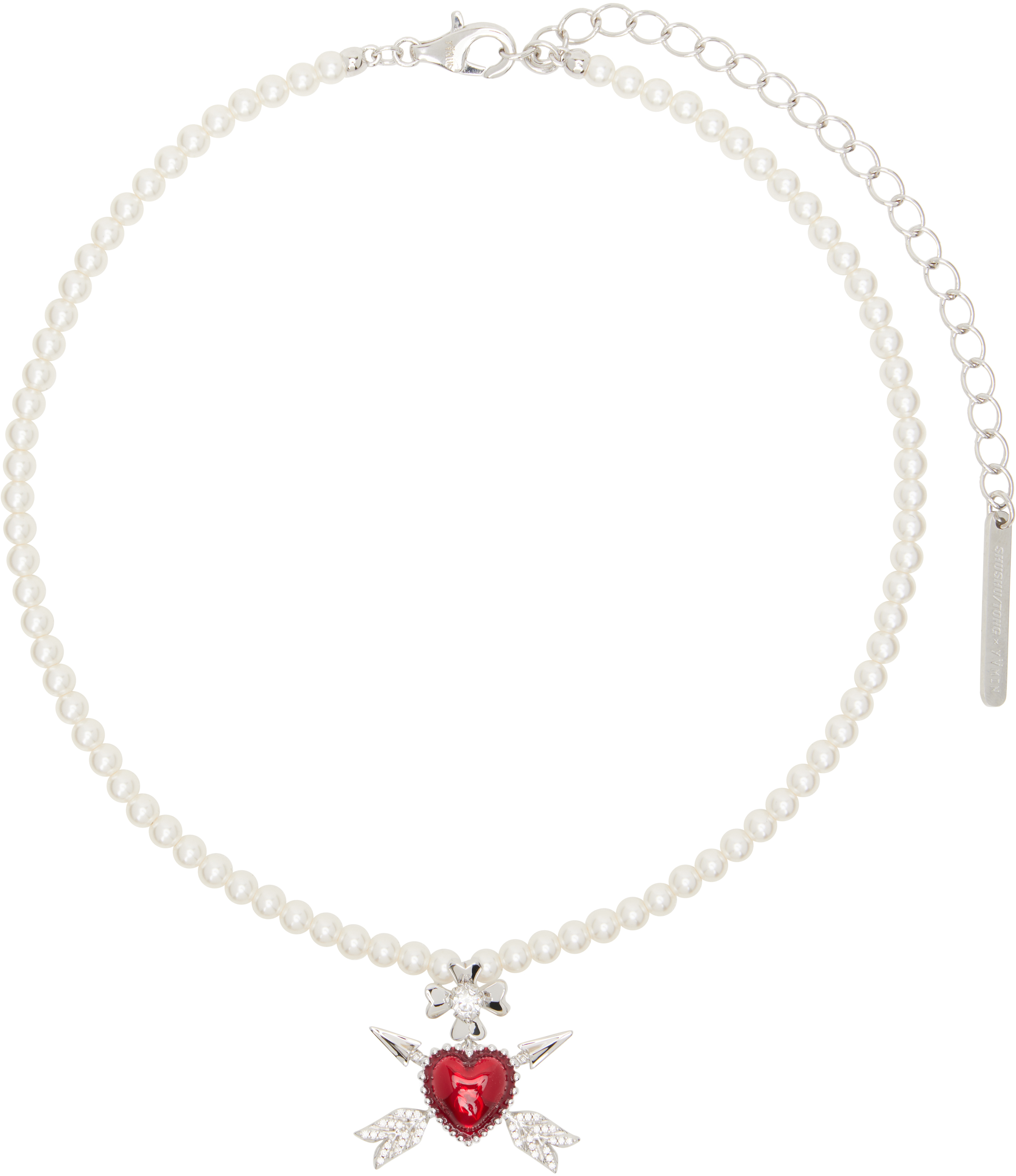 SHUSHU/TONG x YVMIN コラボ パールネックレス YVMIN X SHUSHUTONG / Double Arrow Pave Pearl Layers Necklace