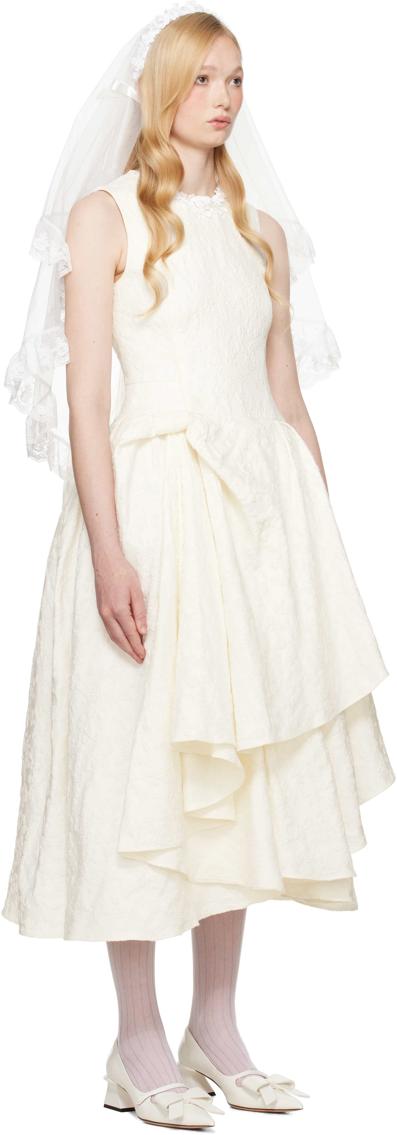 Shushu-tong Ssense Exclusive Bridal Capsule Irregular Hem Midi Dress In Wh100 White