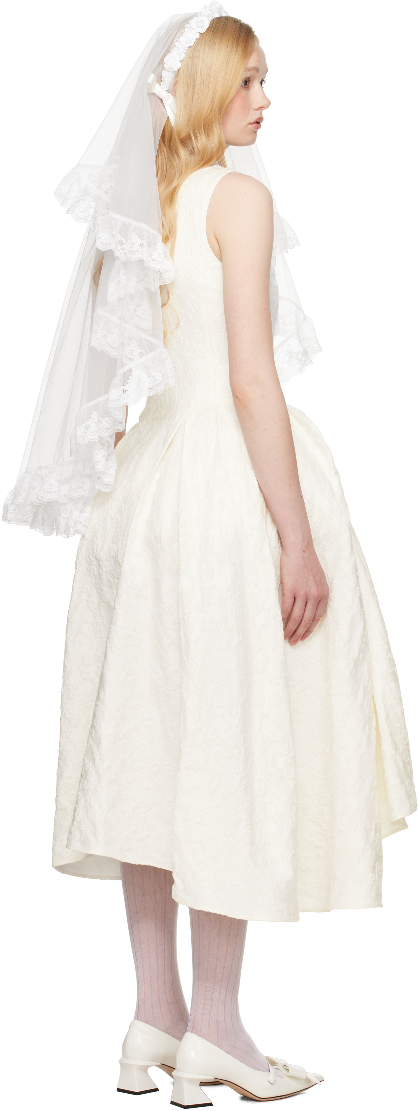 Shushu-tong Ssense Exclusive Bridal Capsule Irregular Hem Midi Dress In Wh100 White