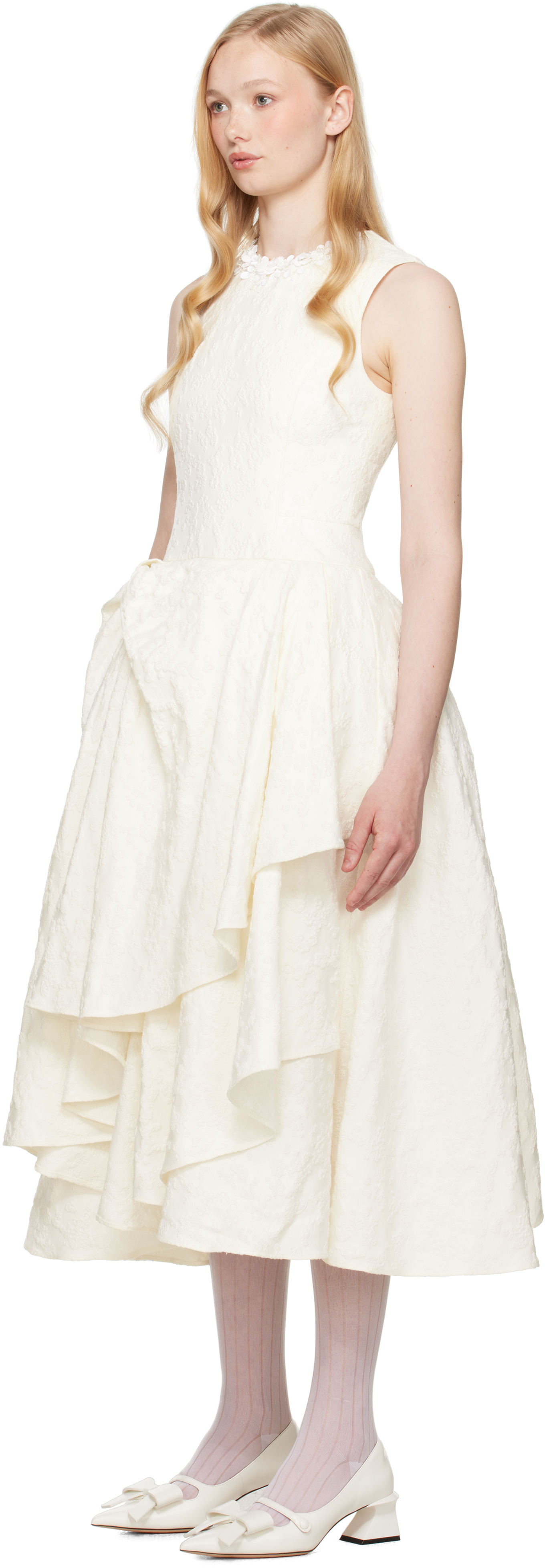 Shushu-tong Ssense Exclusive Bridal Capsule Irregular Hem Midi Dress In Wh100 White