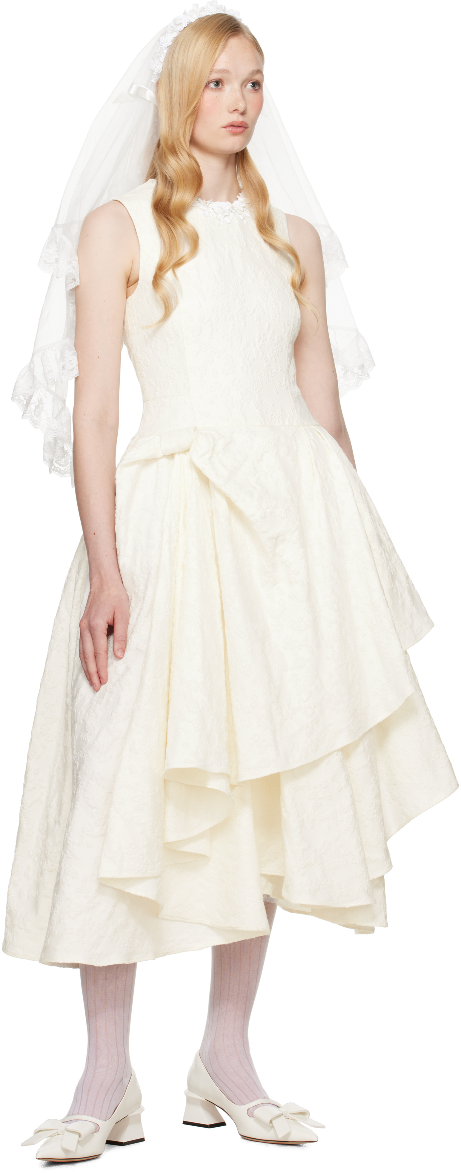 Shushu-tong Ssense Exclusive Bridal Capsule Irregular Hem Midi Dress In Wh100 White