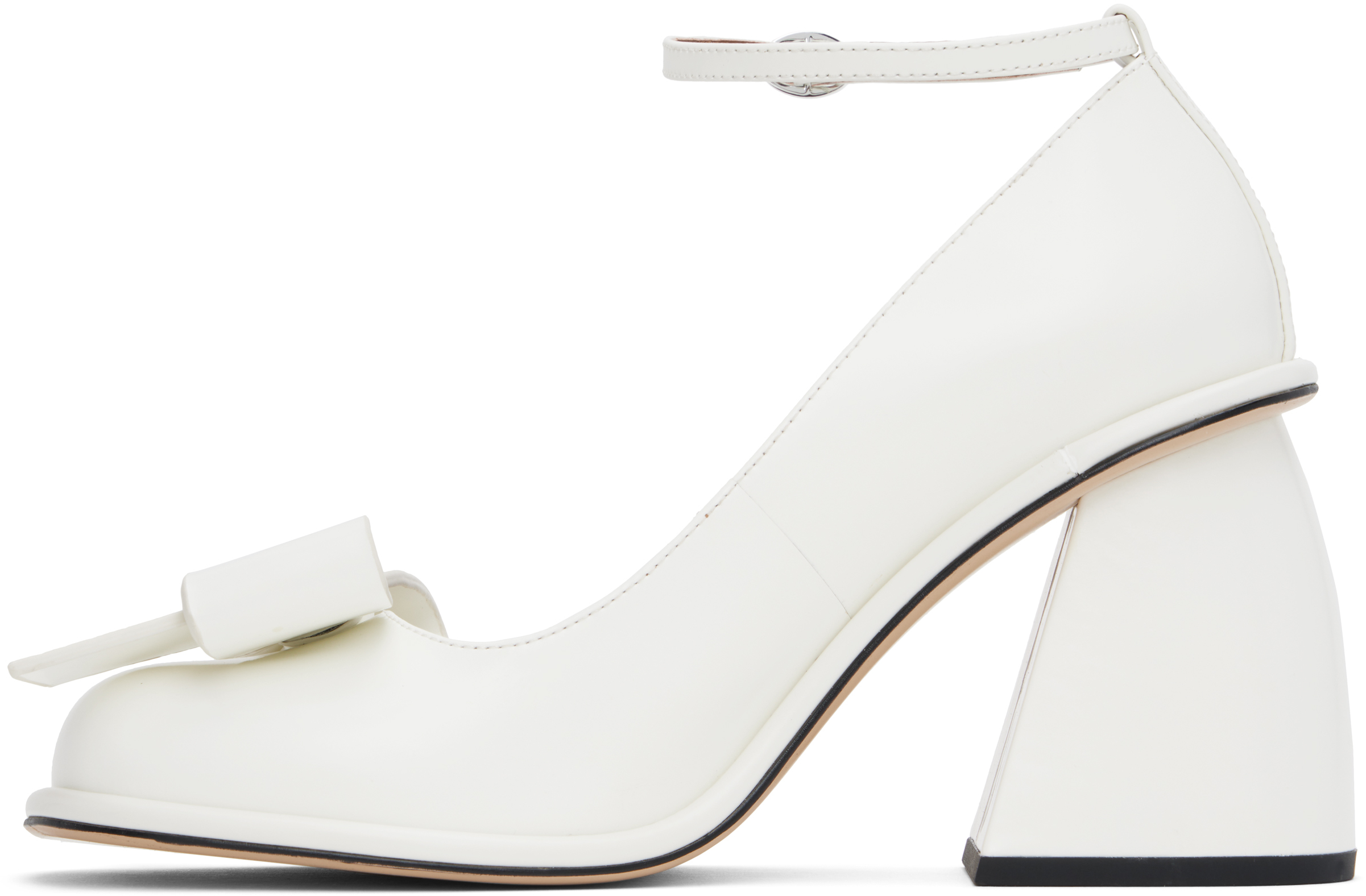 Shushu-tong Ssense Exclusive Bridal Capsule Front Bow Heels In Wh100 White