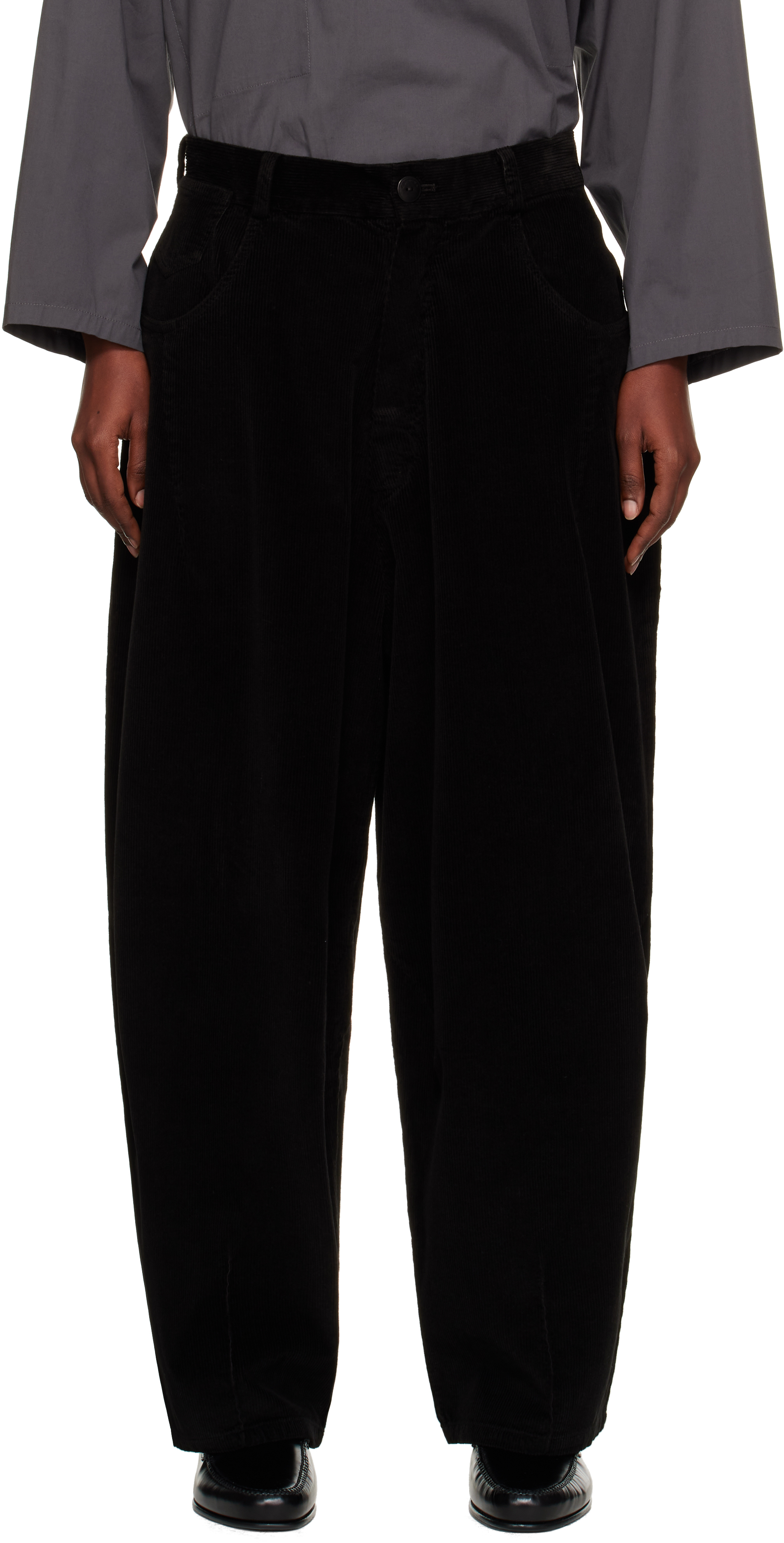 Black Corduroy Baggy Trousers