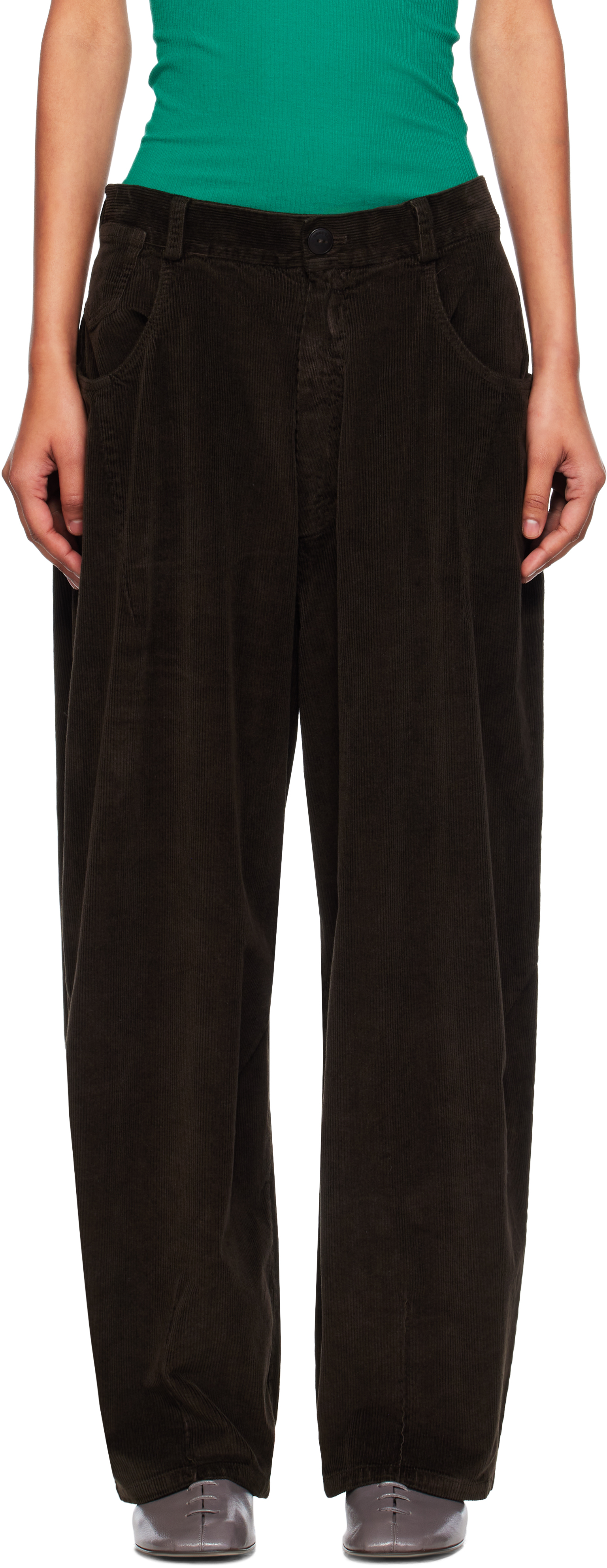Brown Baggy Corduroy Trousers