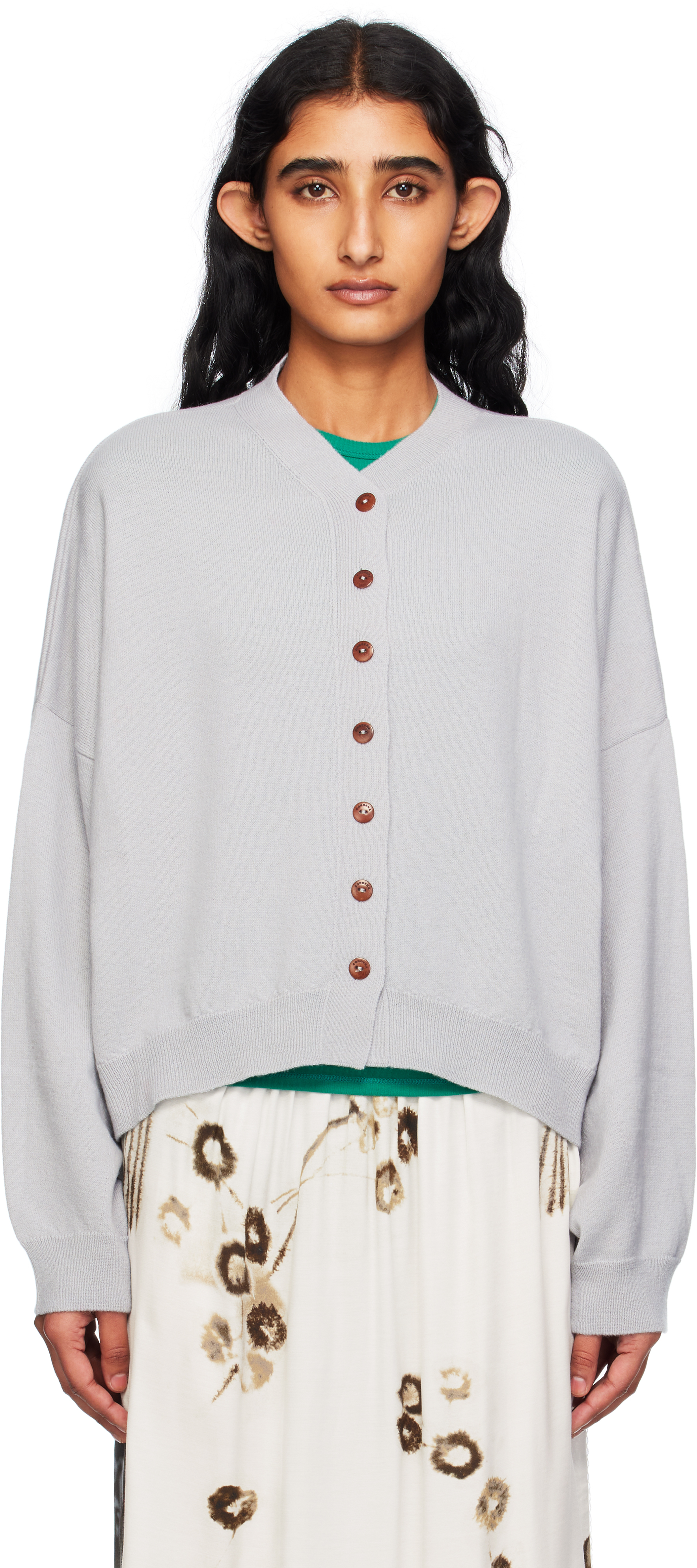 Gray Merino Wool Cardigan