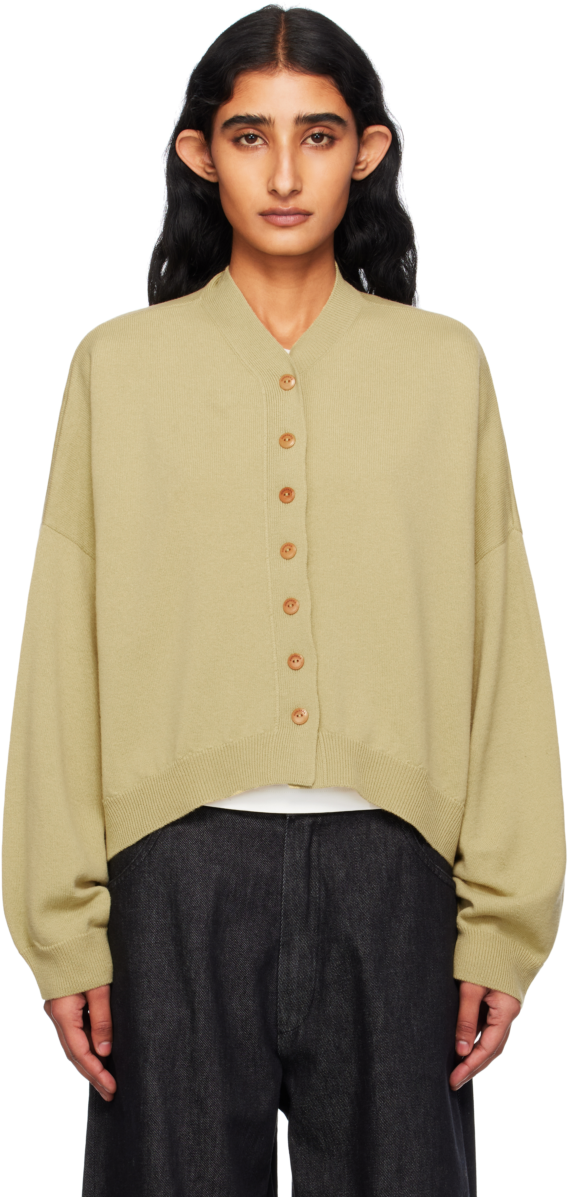 Yellow Merino Wool Cardigan