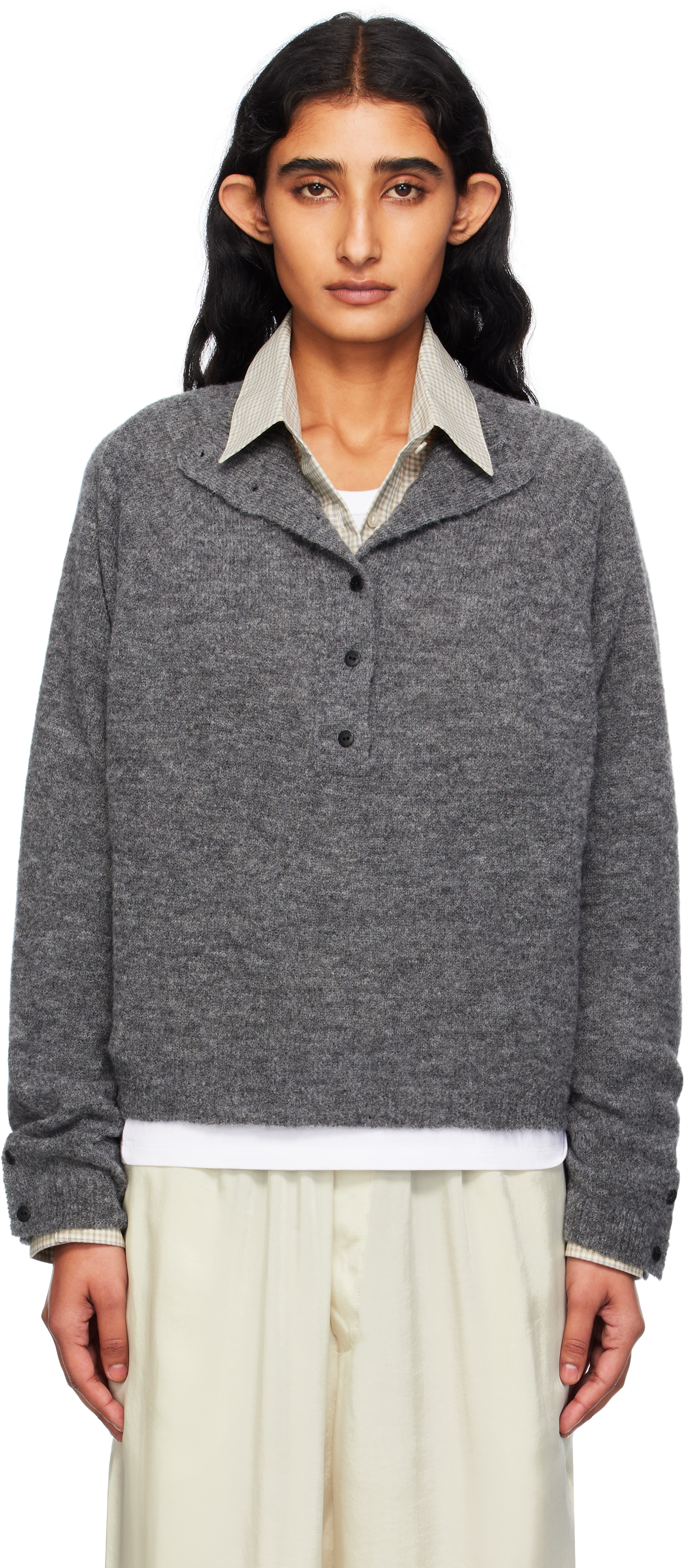 Gray Baby Alpaca Sweater by Cordera on Sale