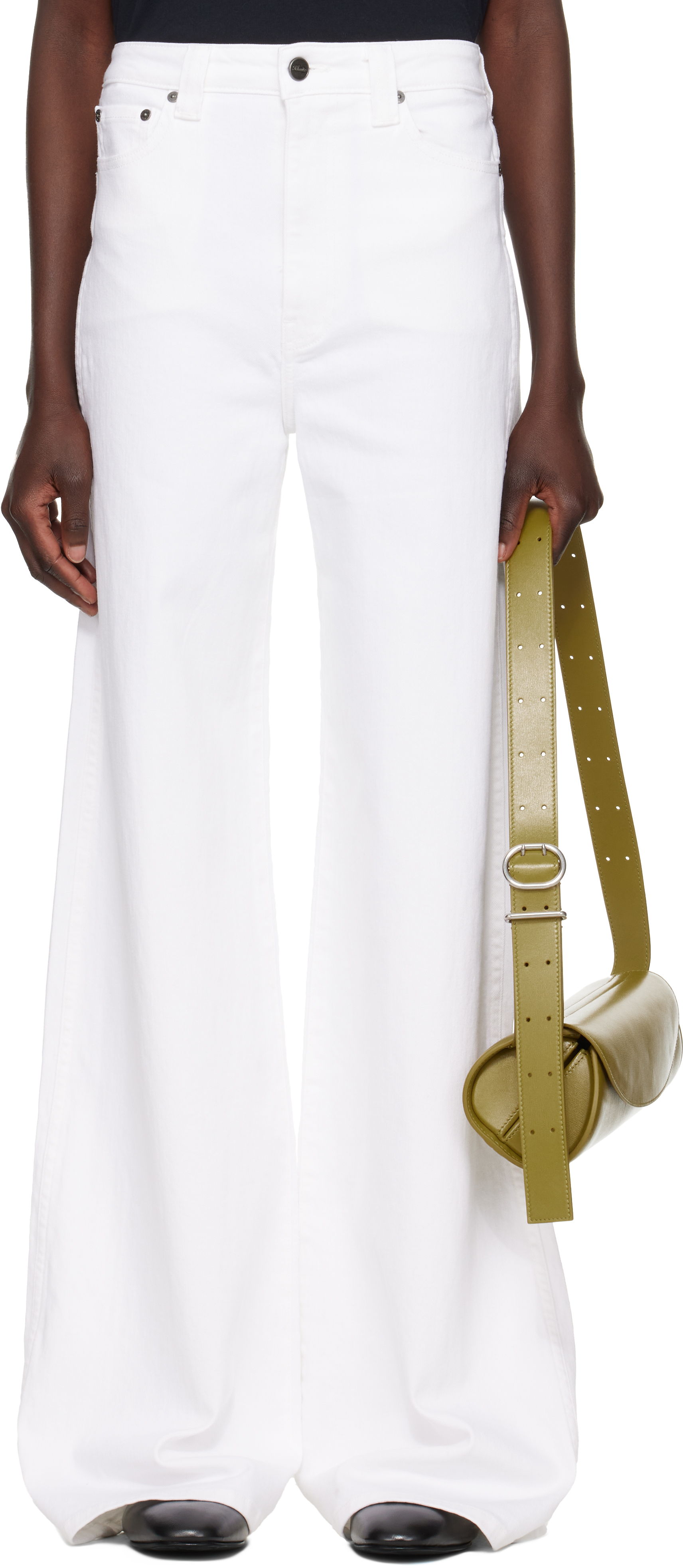 Shop Khaite White Dane Stretch Jeans