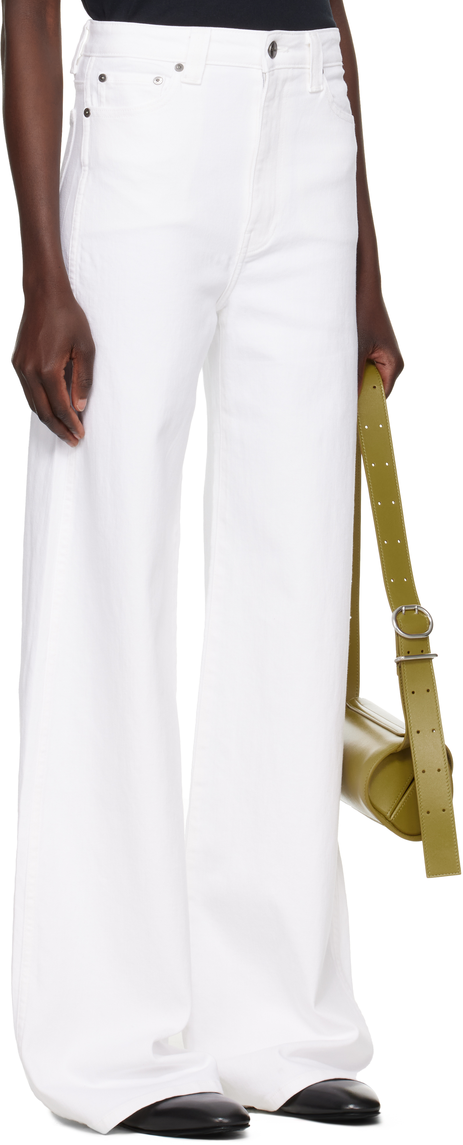 Shop Khaite White Dane Stretch Jeans
