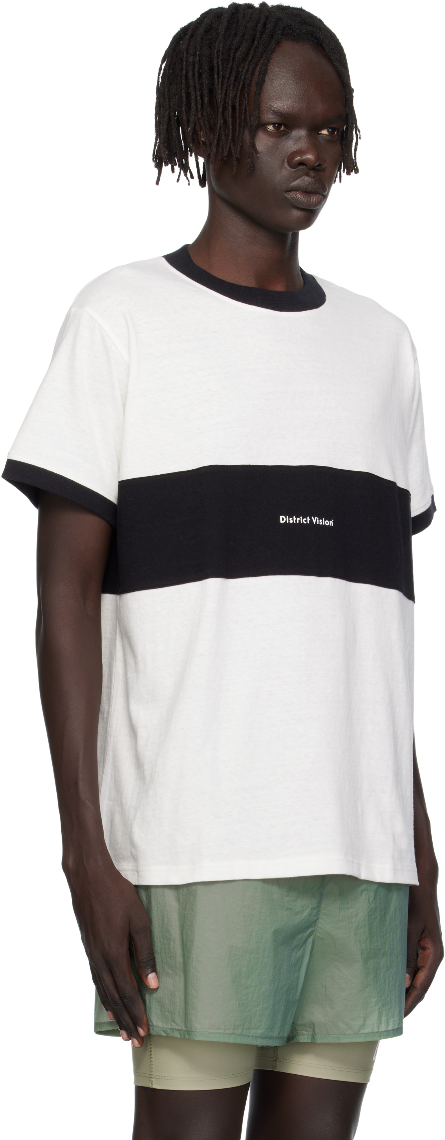 District Vision Off-white Ringer T-shirt In White
