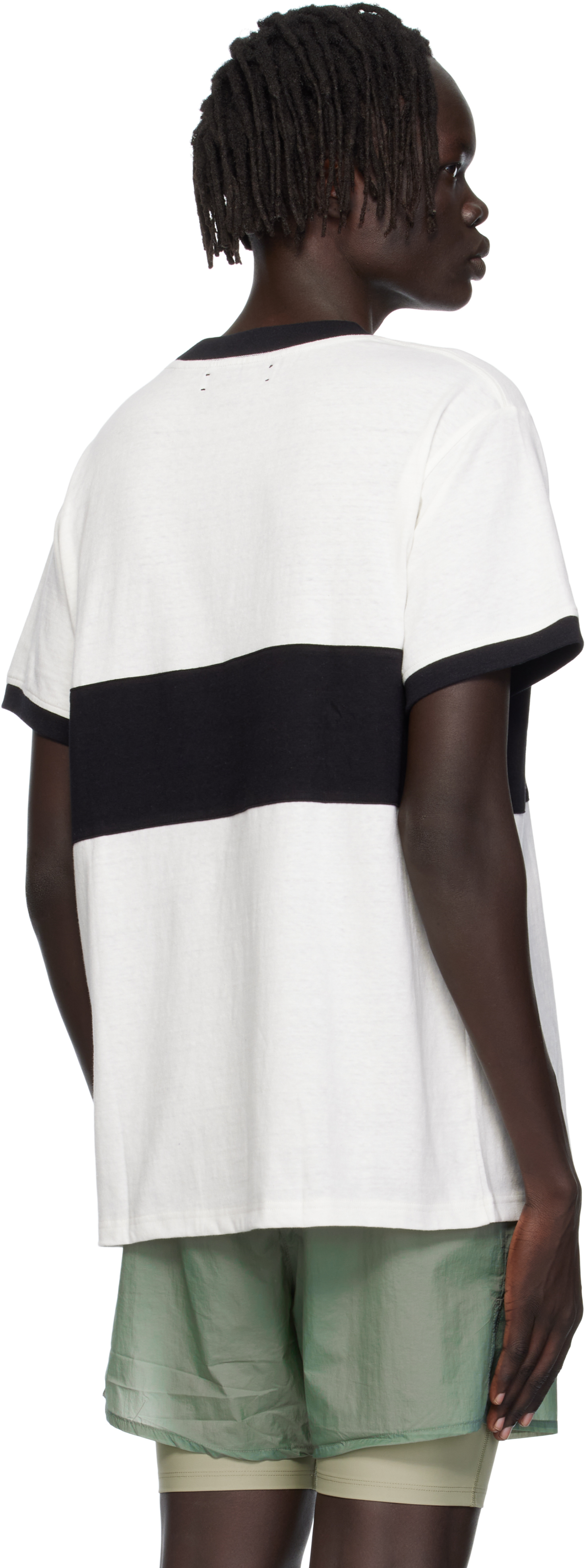 District Vision Off-white Ringer T-shirt In White