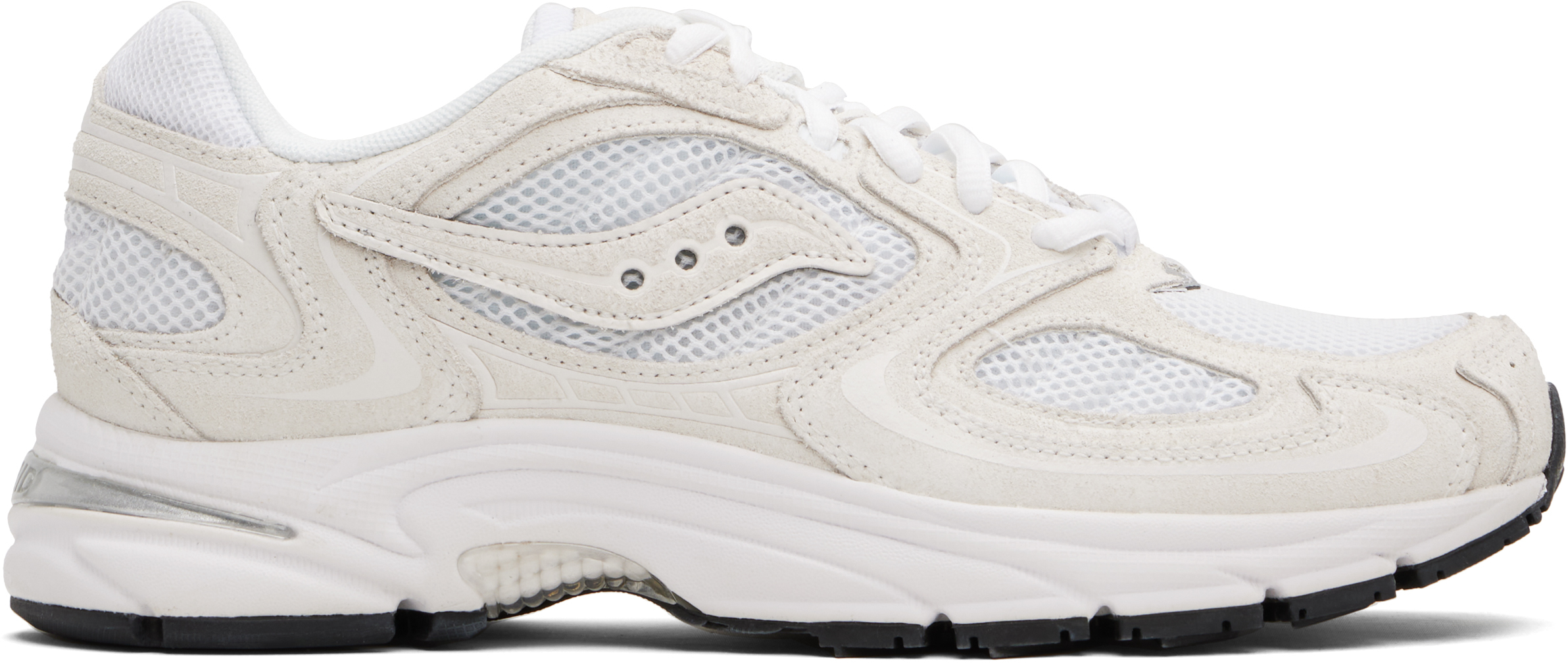 White & Off-White Grid Jazz 9 Suede Sneakers