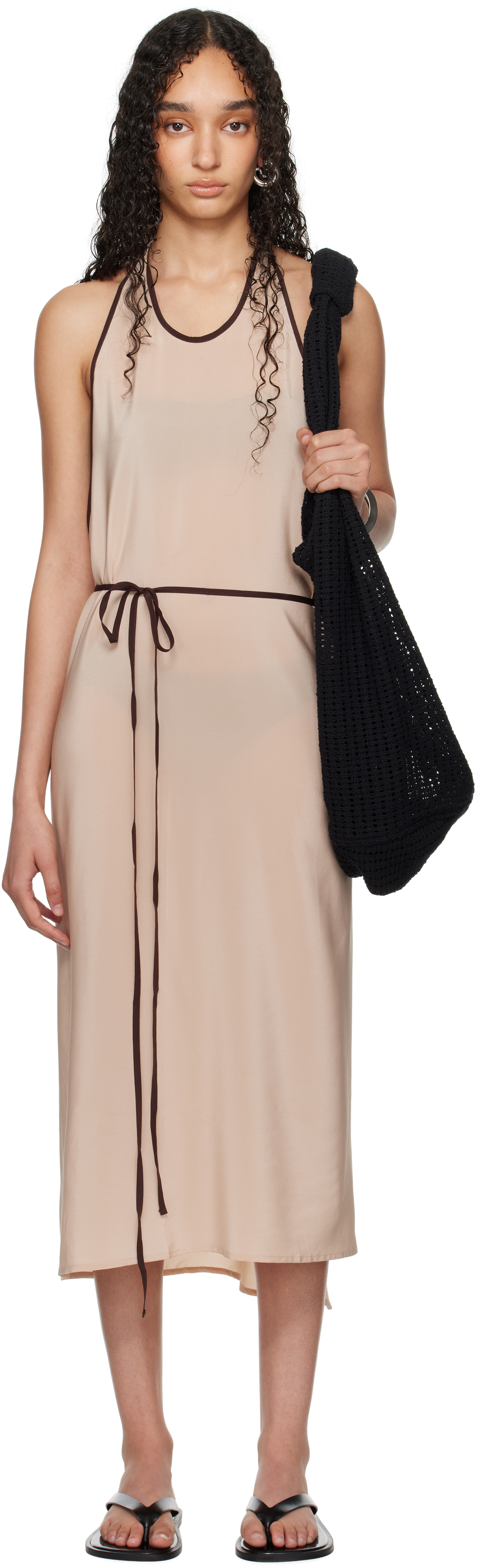 Baserange Ssense Exclusive Pink Apron Wrap Midi Dress