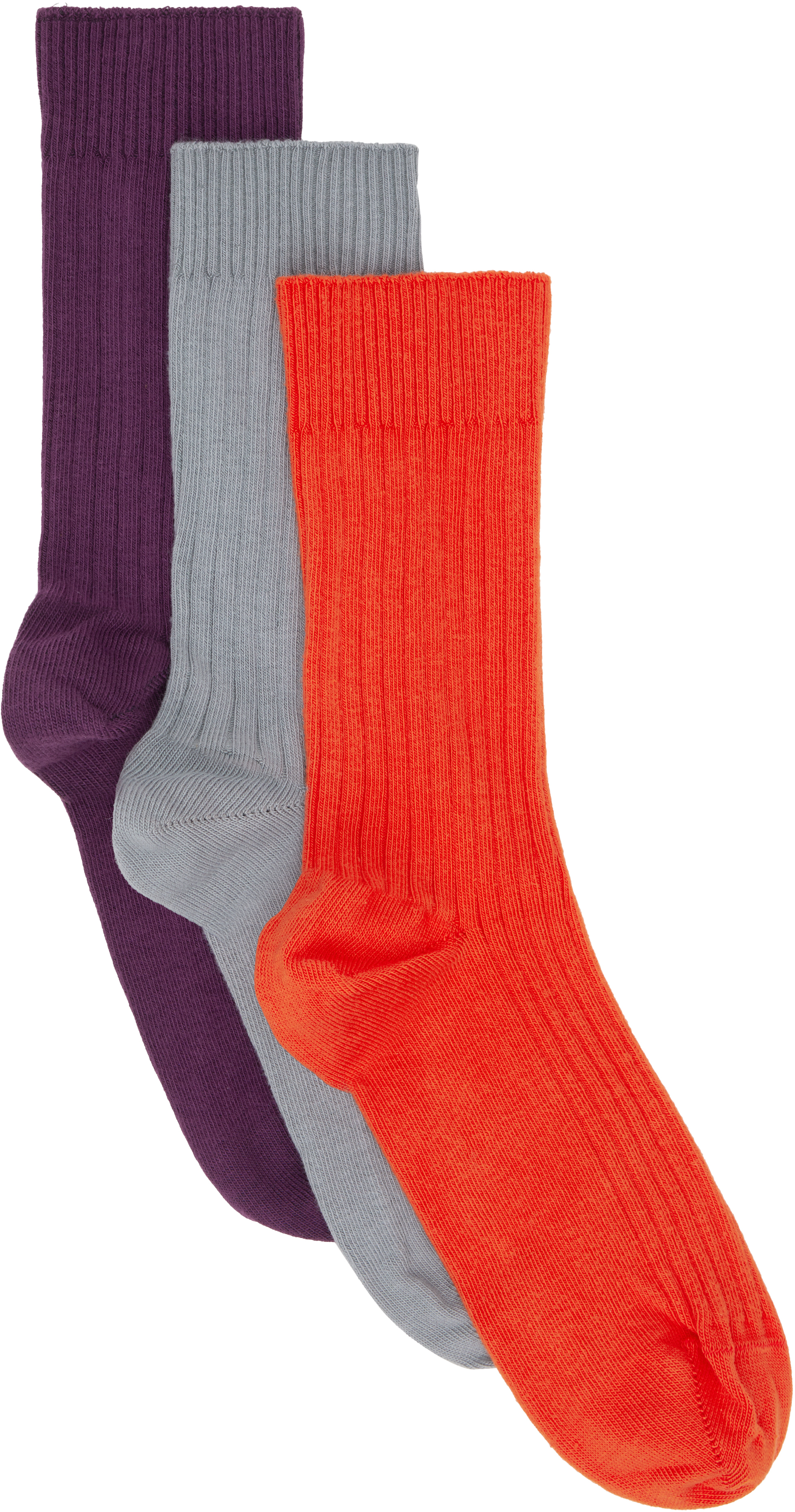 Three-Pack Multicolor Rib Overankle Socks