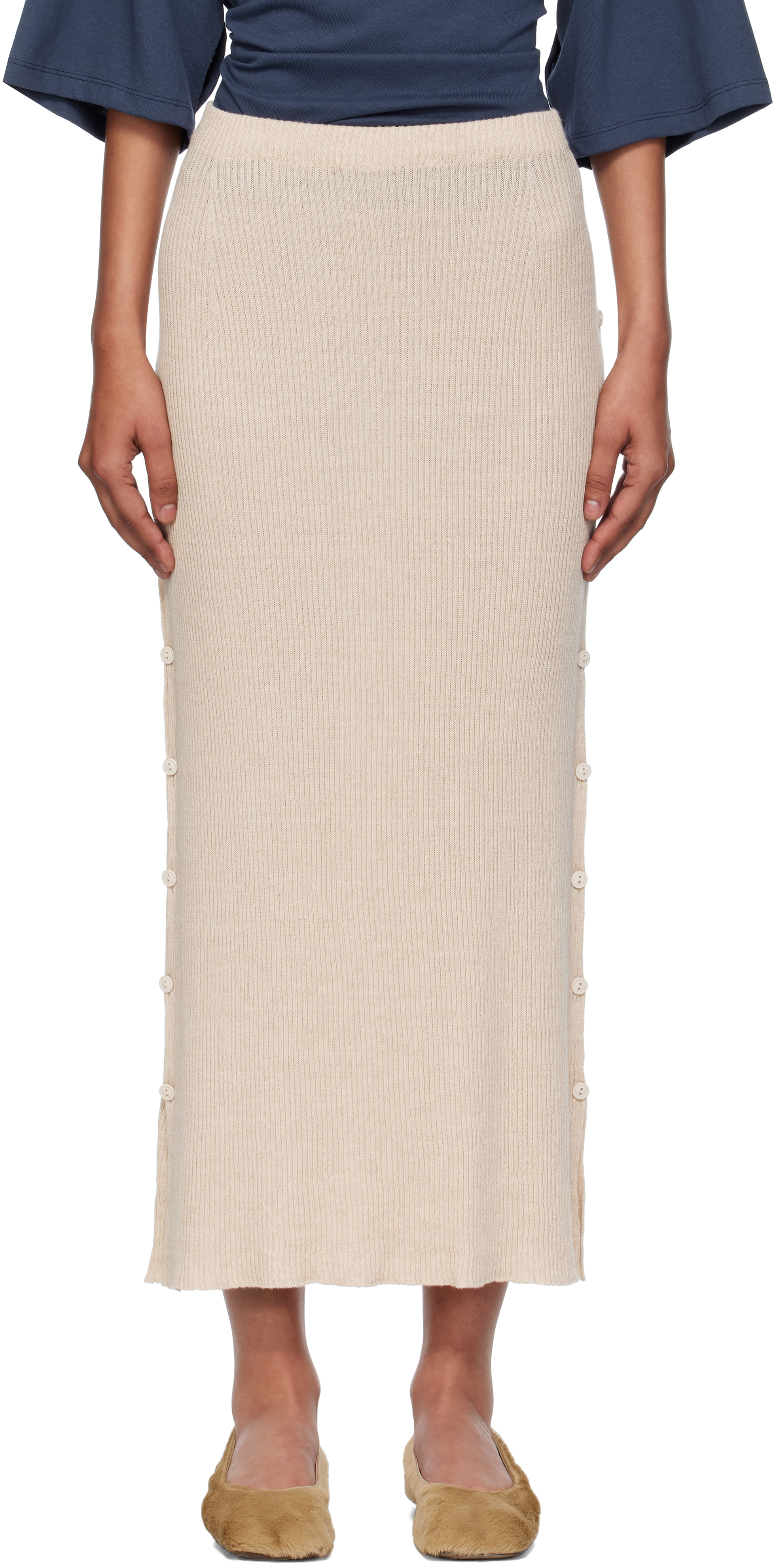Beige Franca Midi Skirt