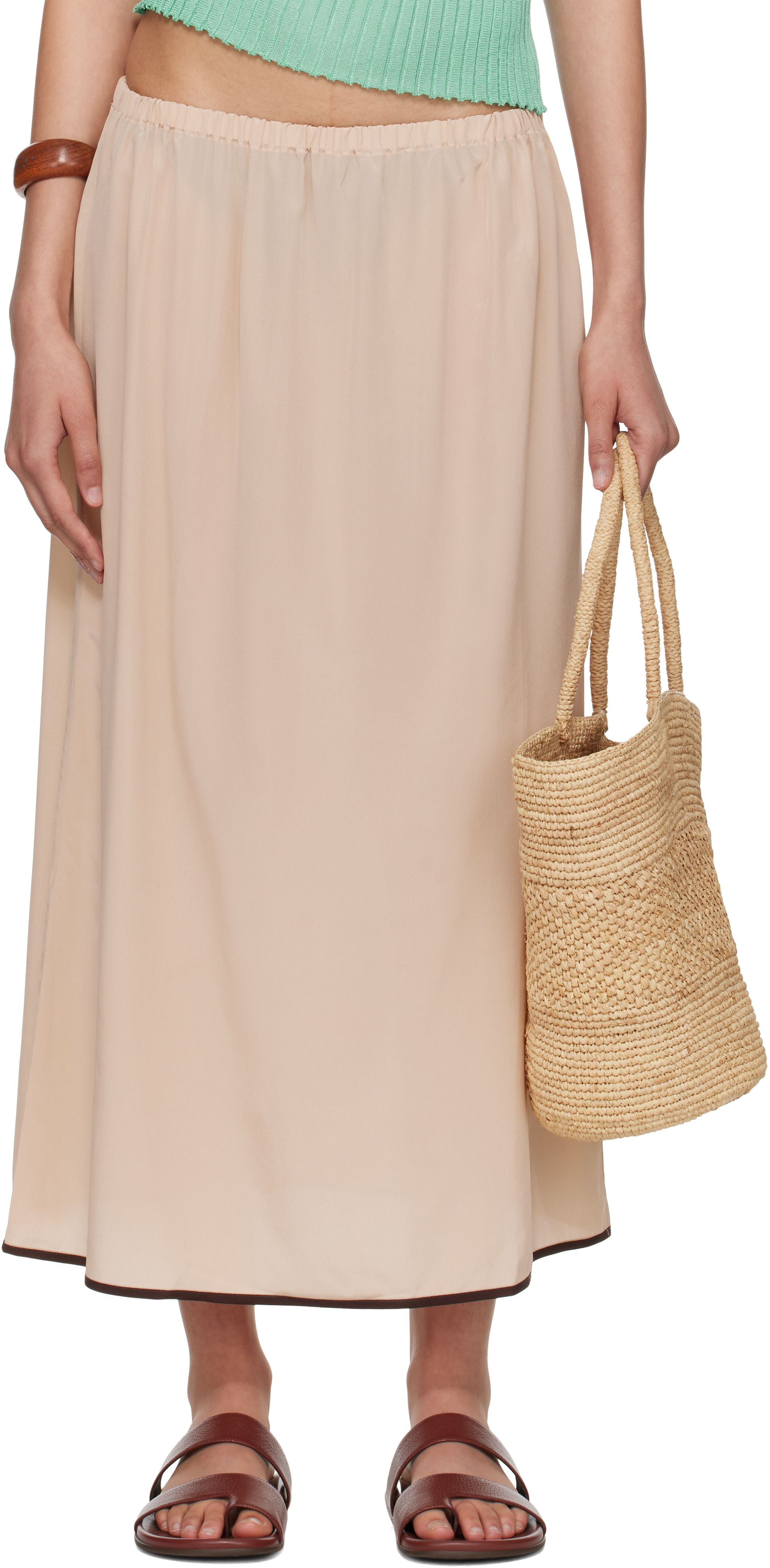 SSENSE Exclusive Pink Silk Maxi Skirt