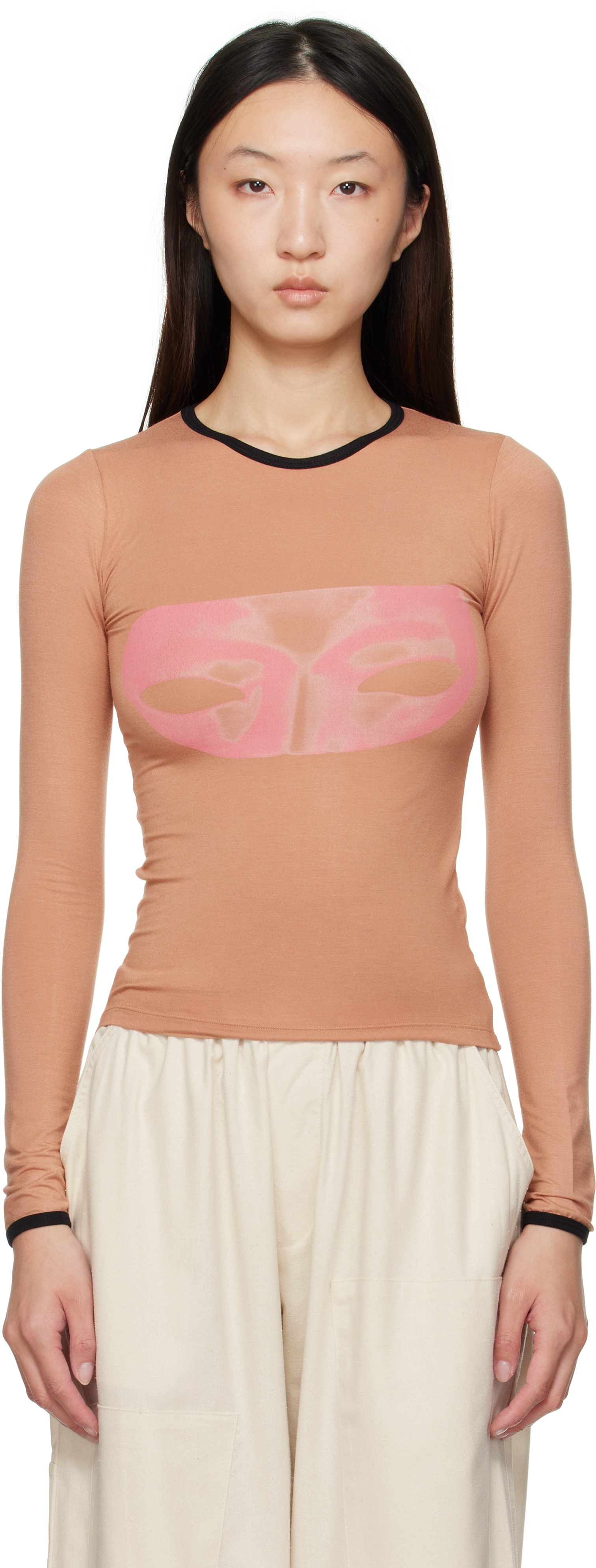 Beige Alloy Long Sleeve T-shirt