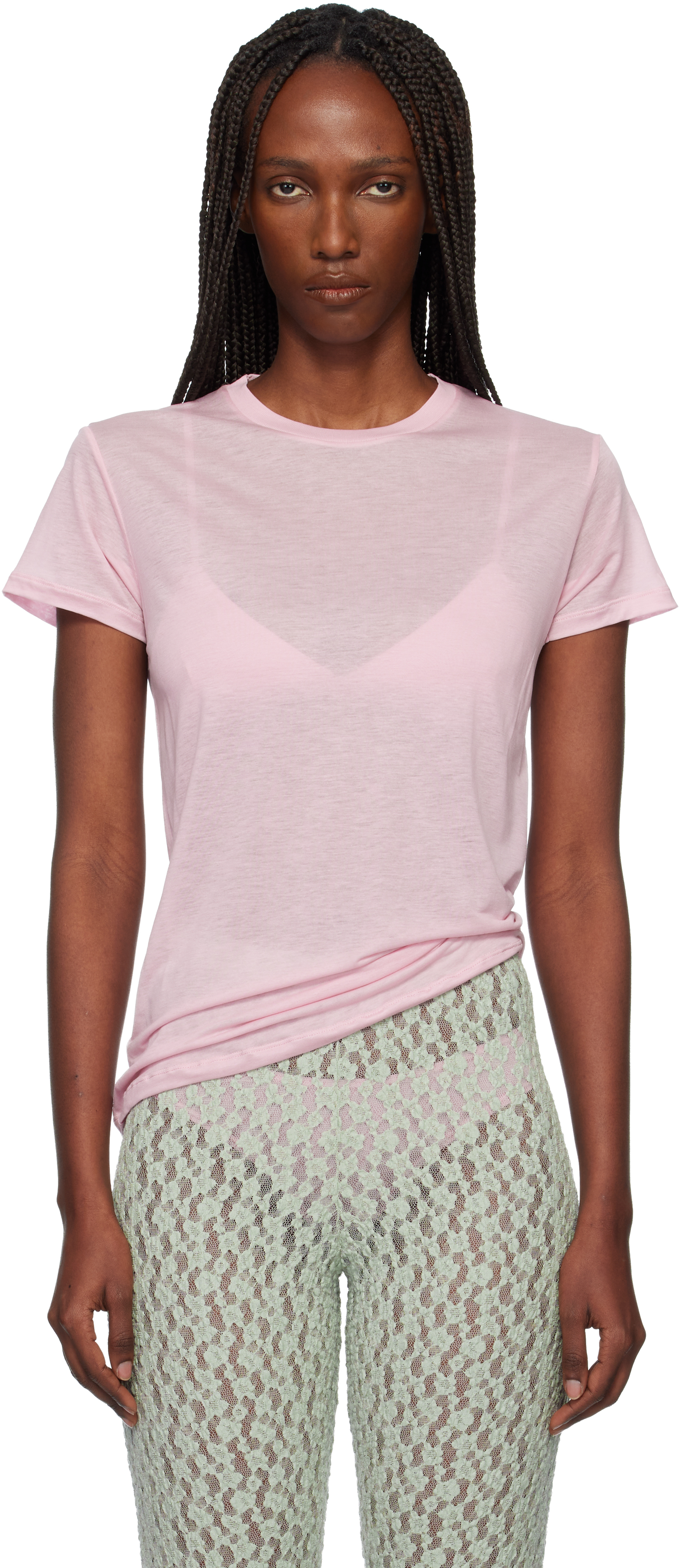 Pink Bamboo T-shirt by Baserange on Sale