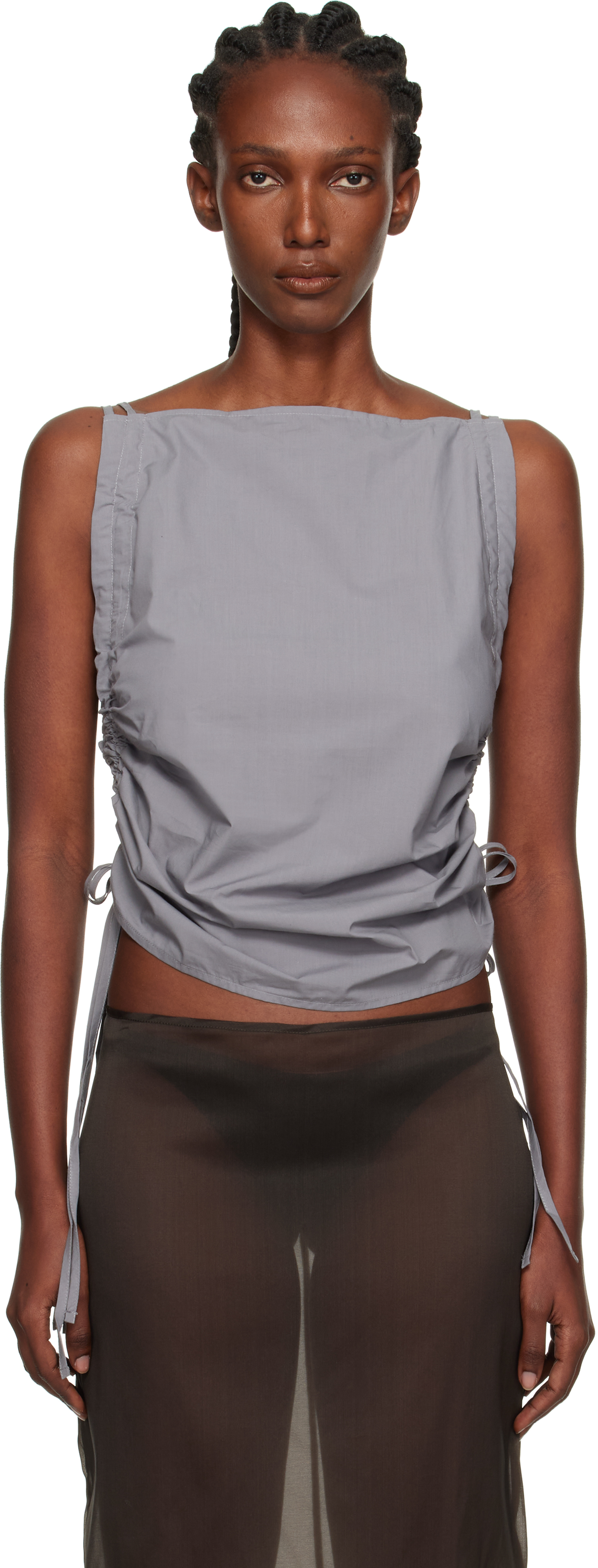Baserange: Gray Pictorial Strap Top | SSENSE