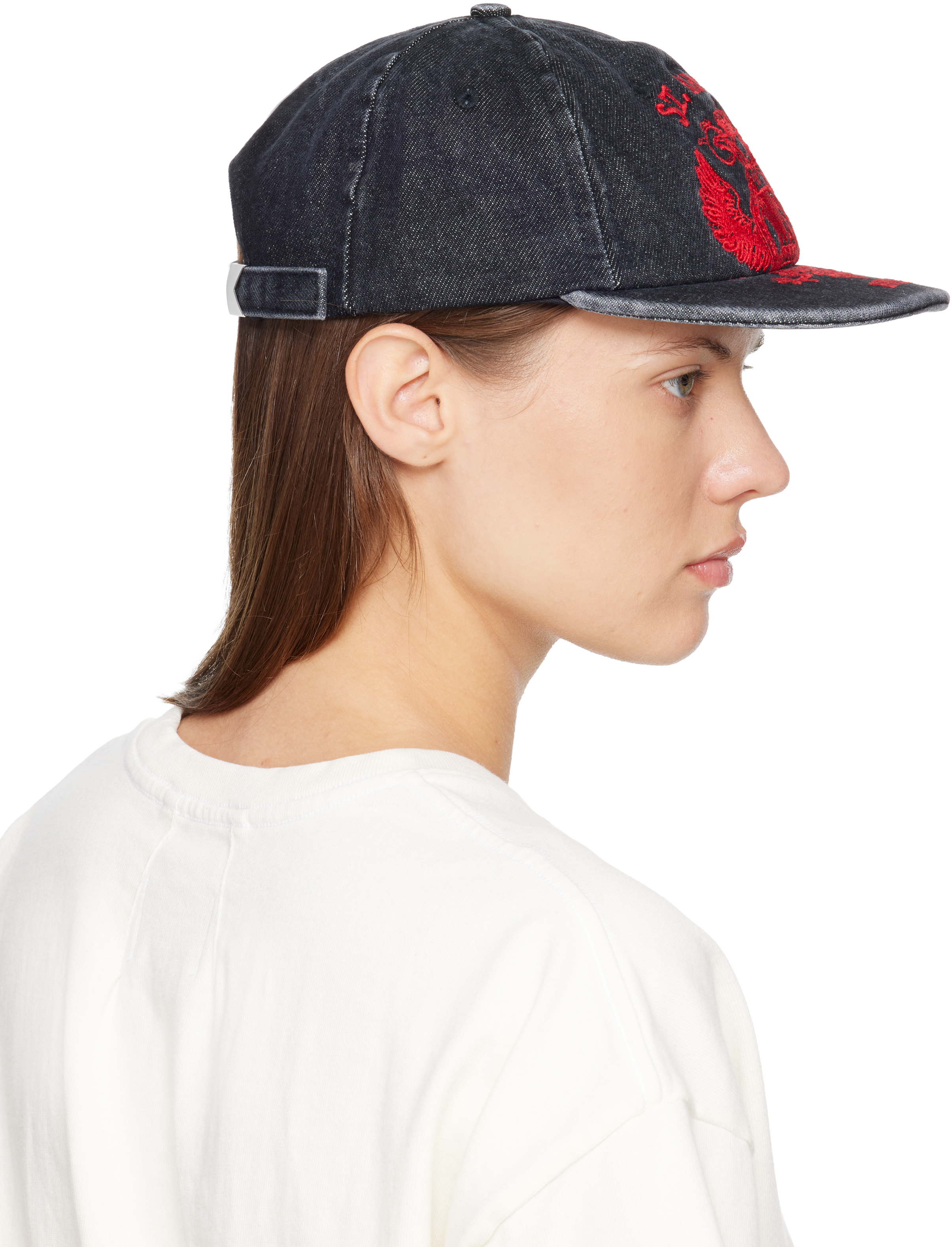 Rhude Black St.  Seal Curved Brim Denim Cap In Black