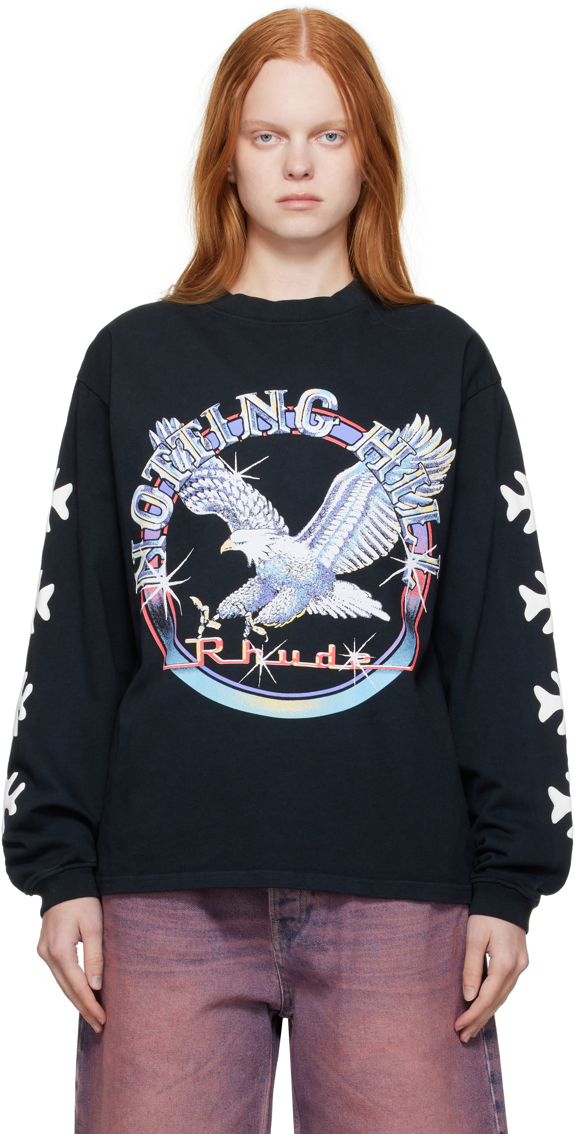 Black 'Notting Hill' Eagle LS T-shirt