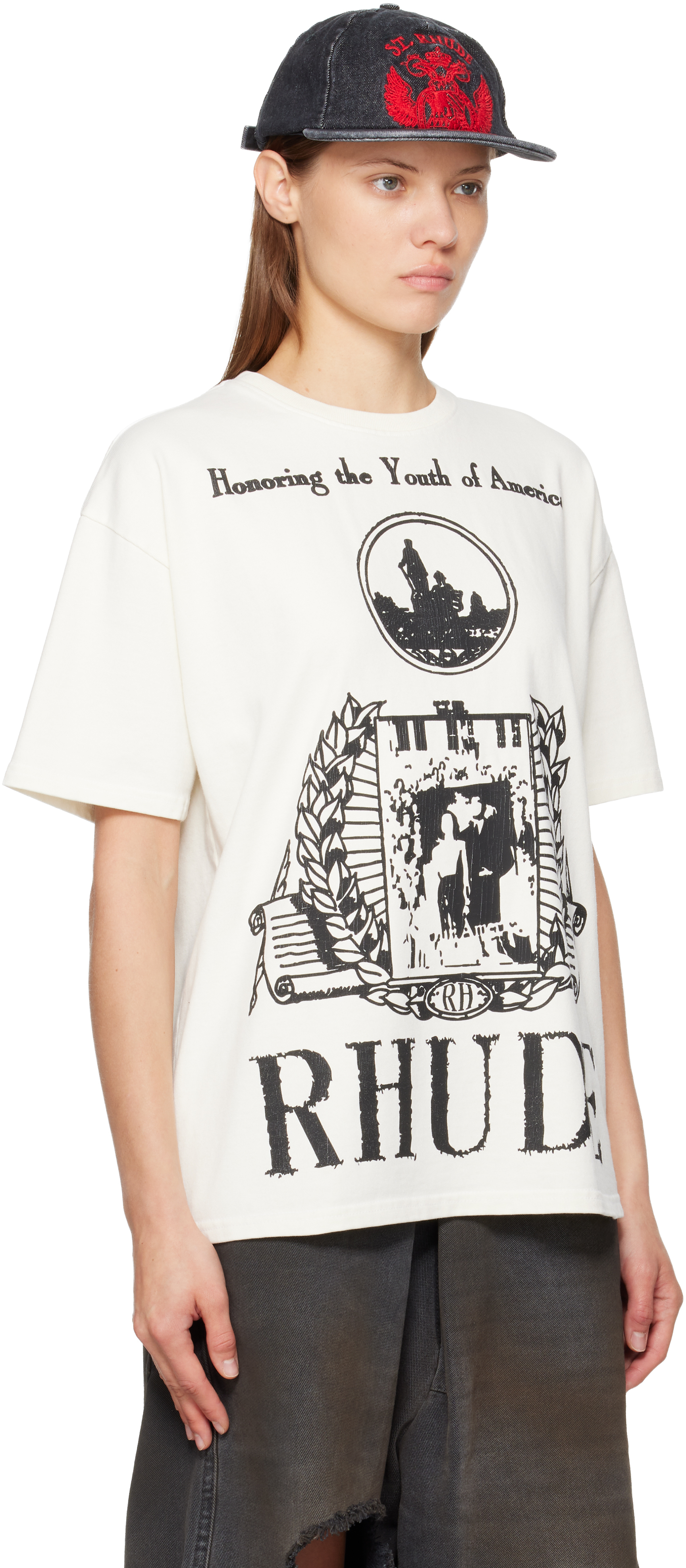 Rhude White 'youth Of America' T-shirt In Neutral
