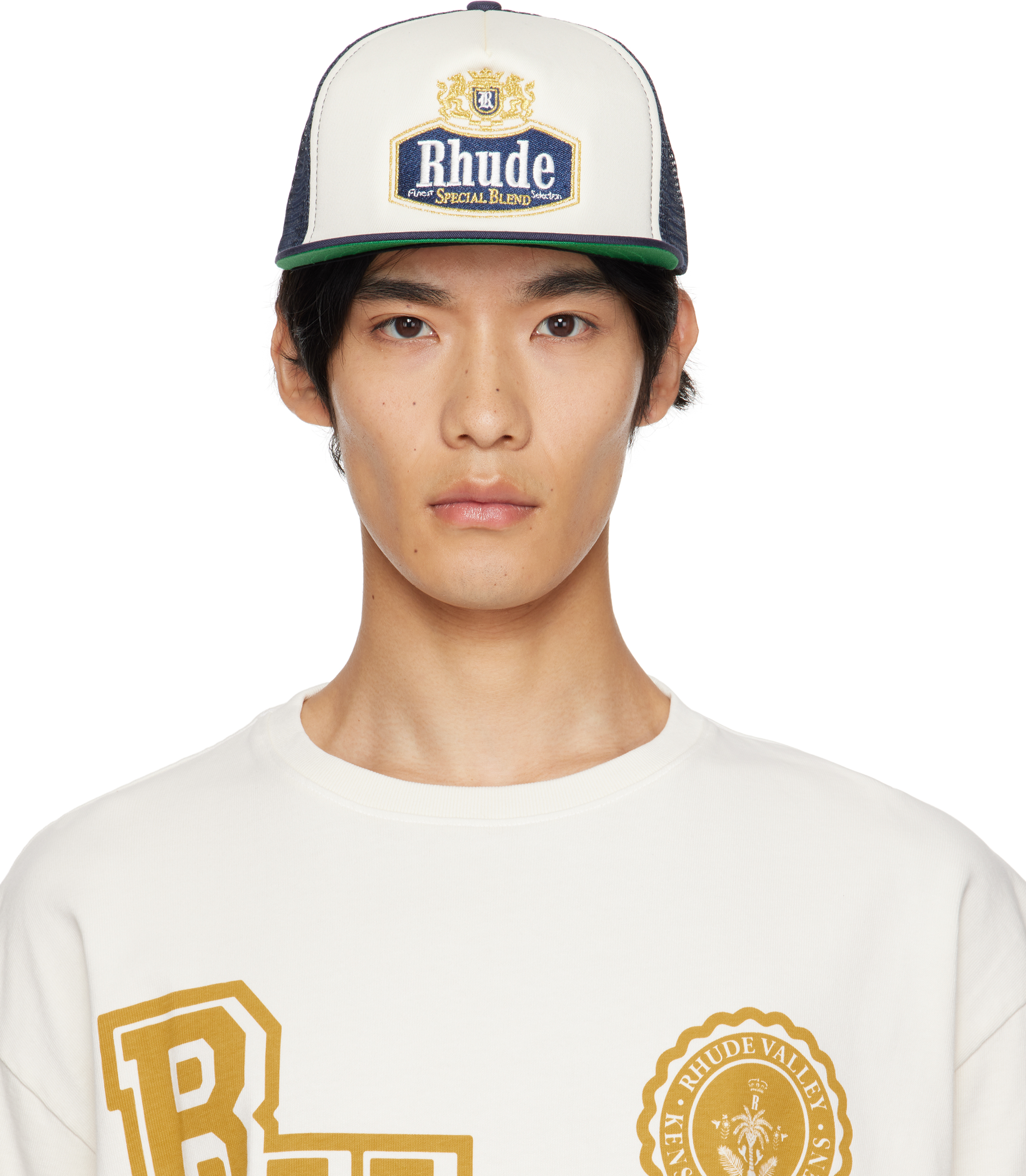 Rhude Navy Embroidered 'special Blend' Trucker Cap