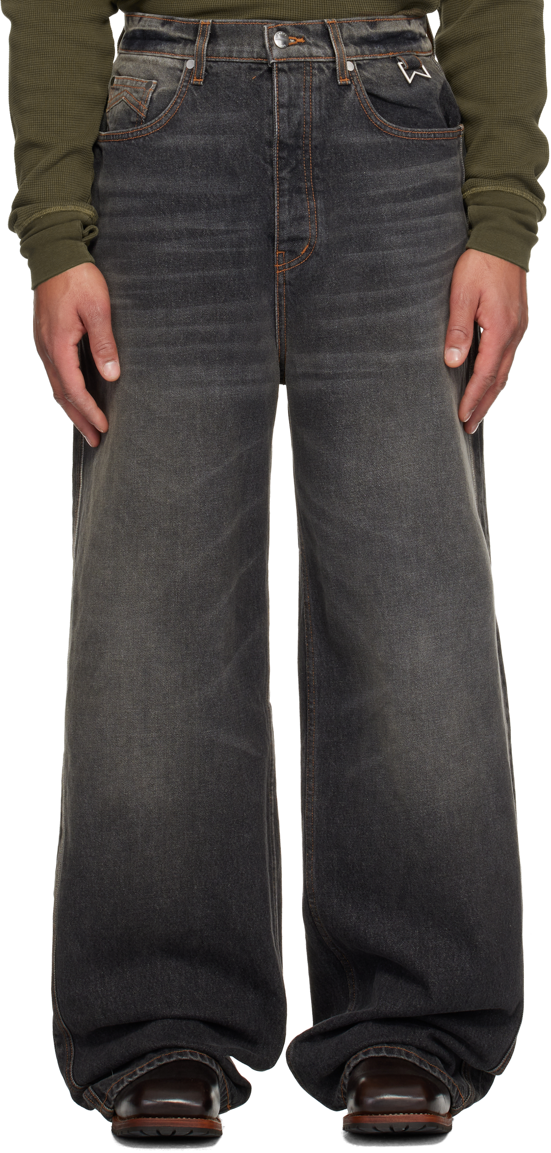 Gray Wide Leg Traxedo Jeans by Rhude on Sale