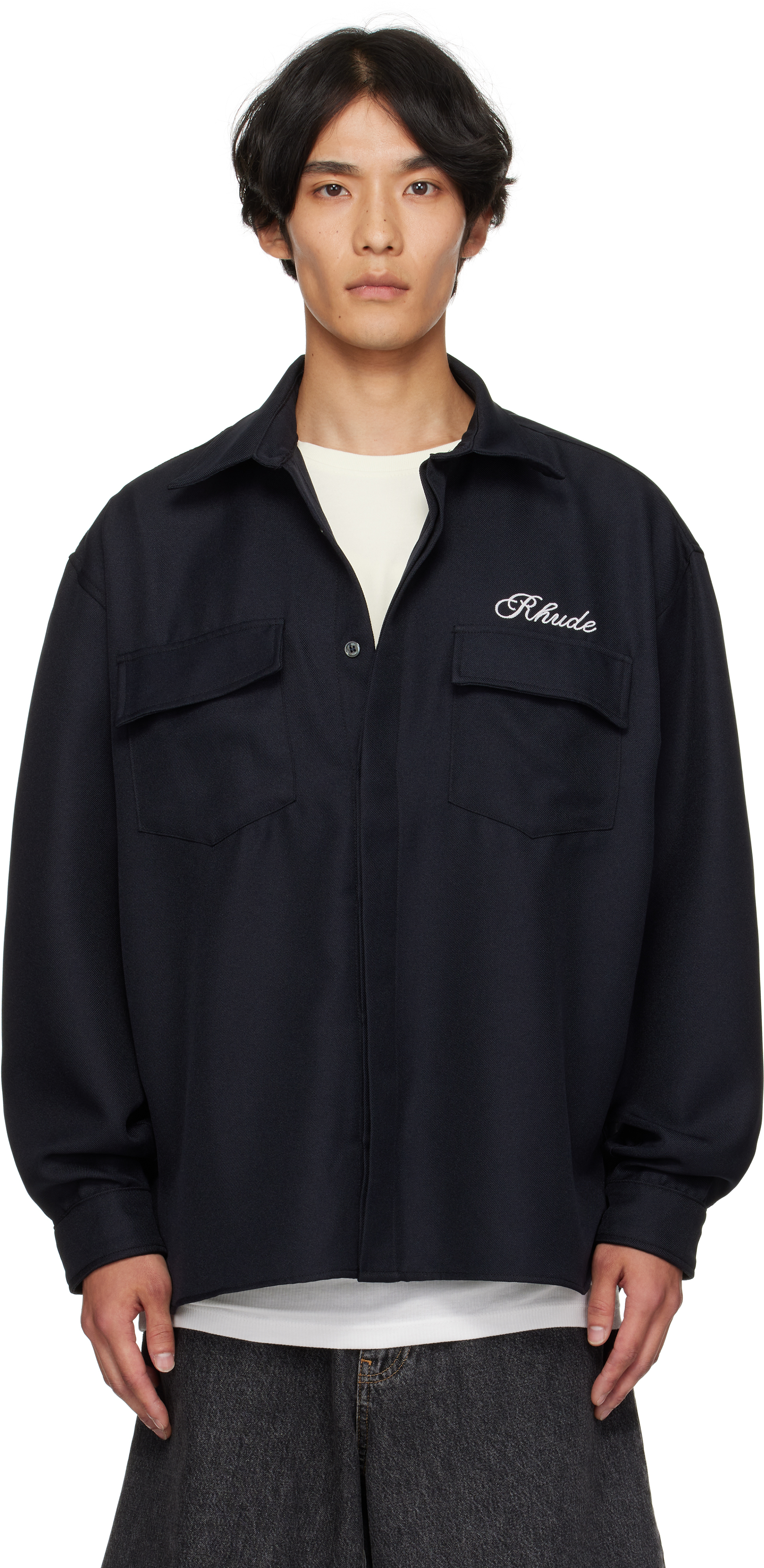 Black Boxy LS Work Shirt